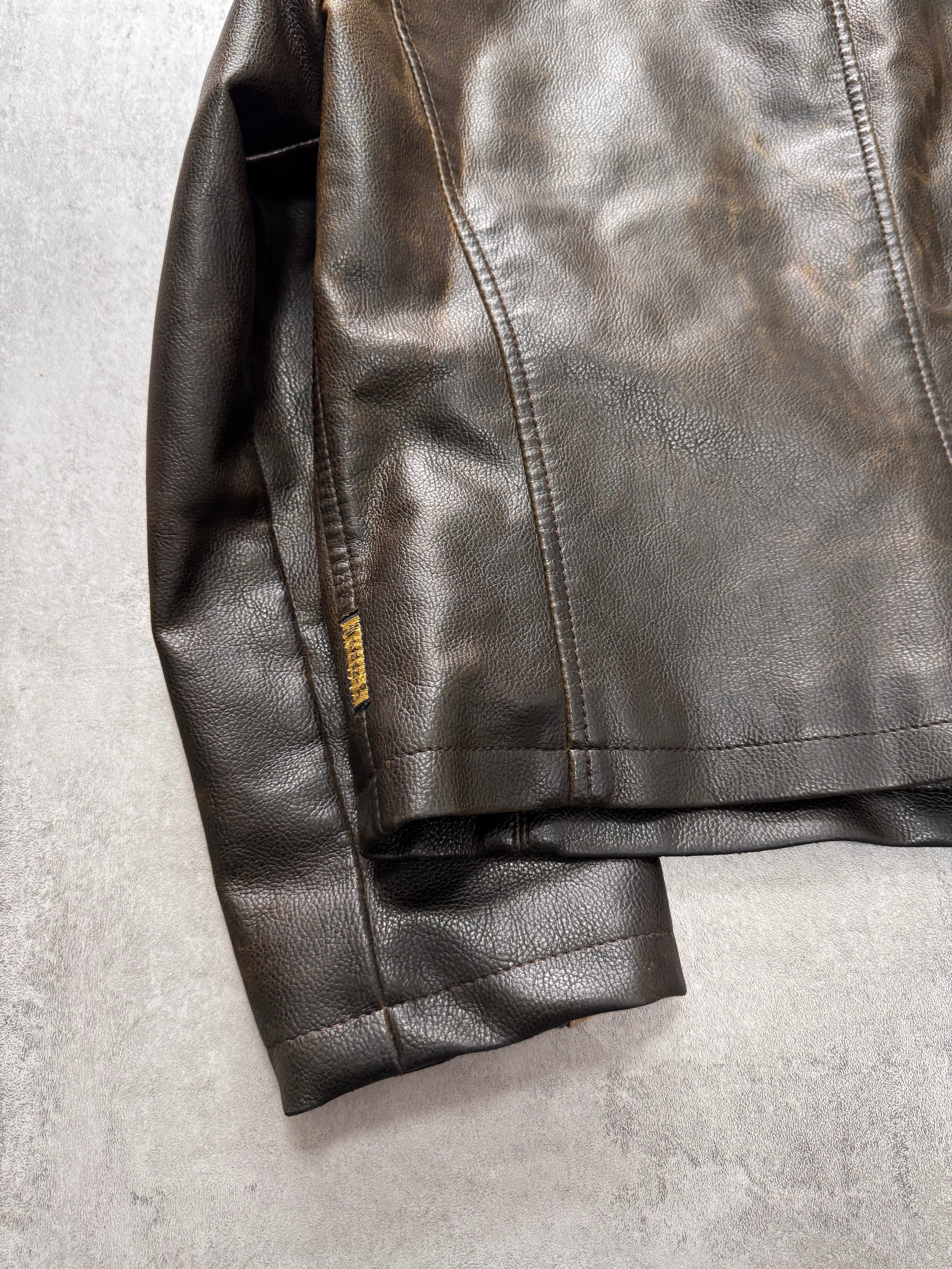 2000s Armani Biker Relief Leather Jacket