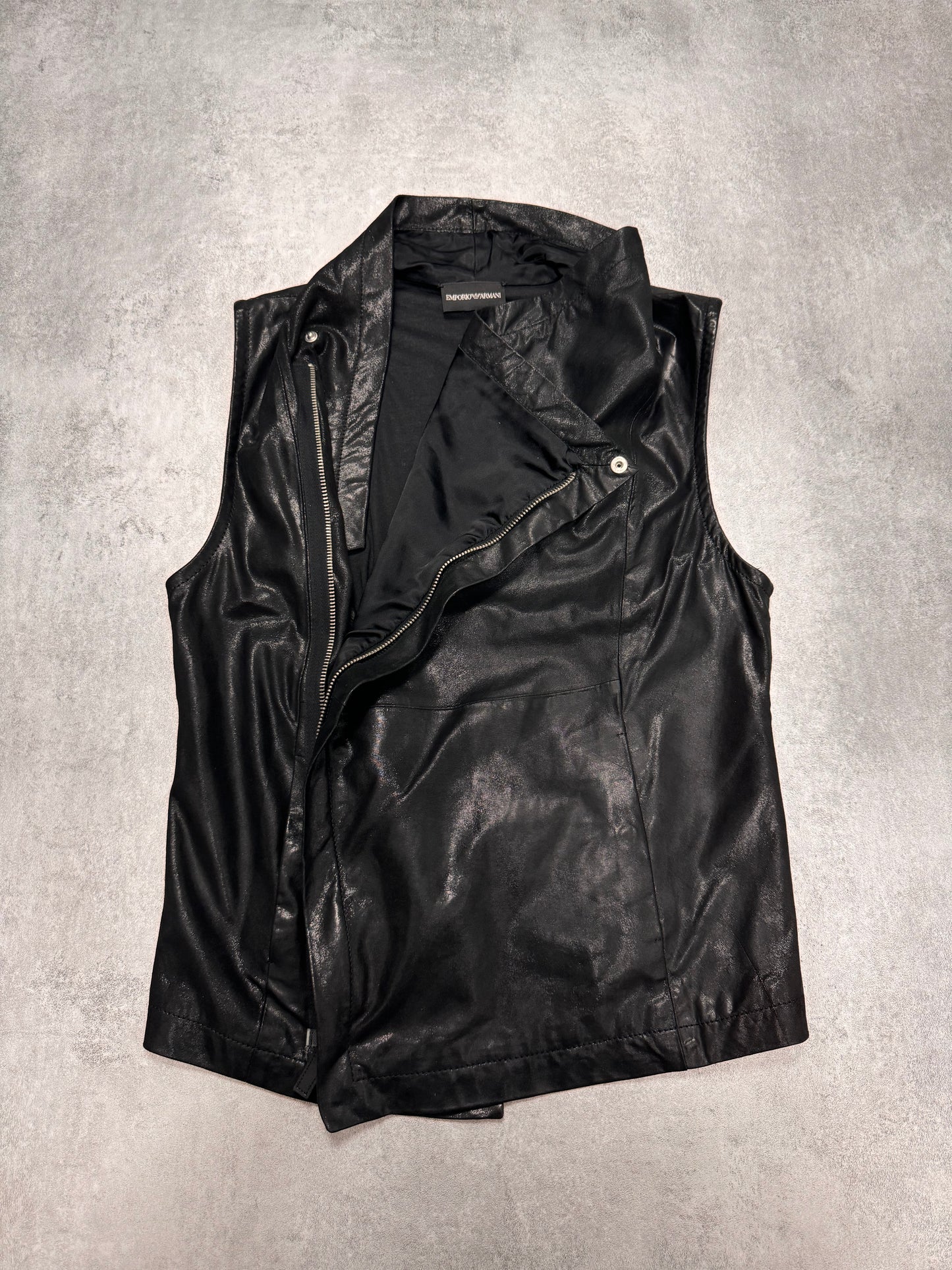 SS2011 Emporio Armani Asymmetrical Goat Leather Vest (S)