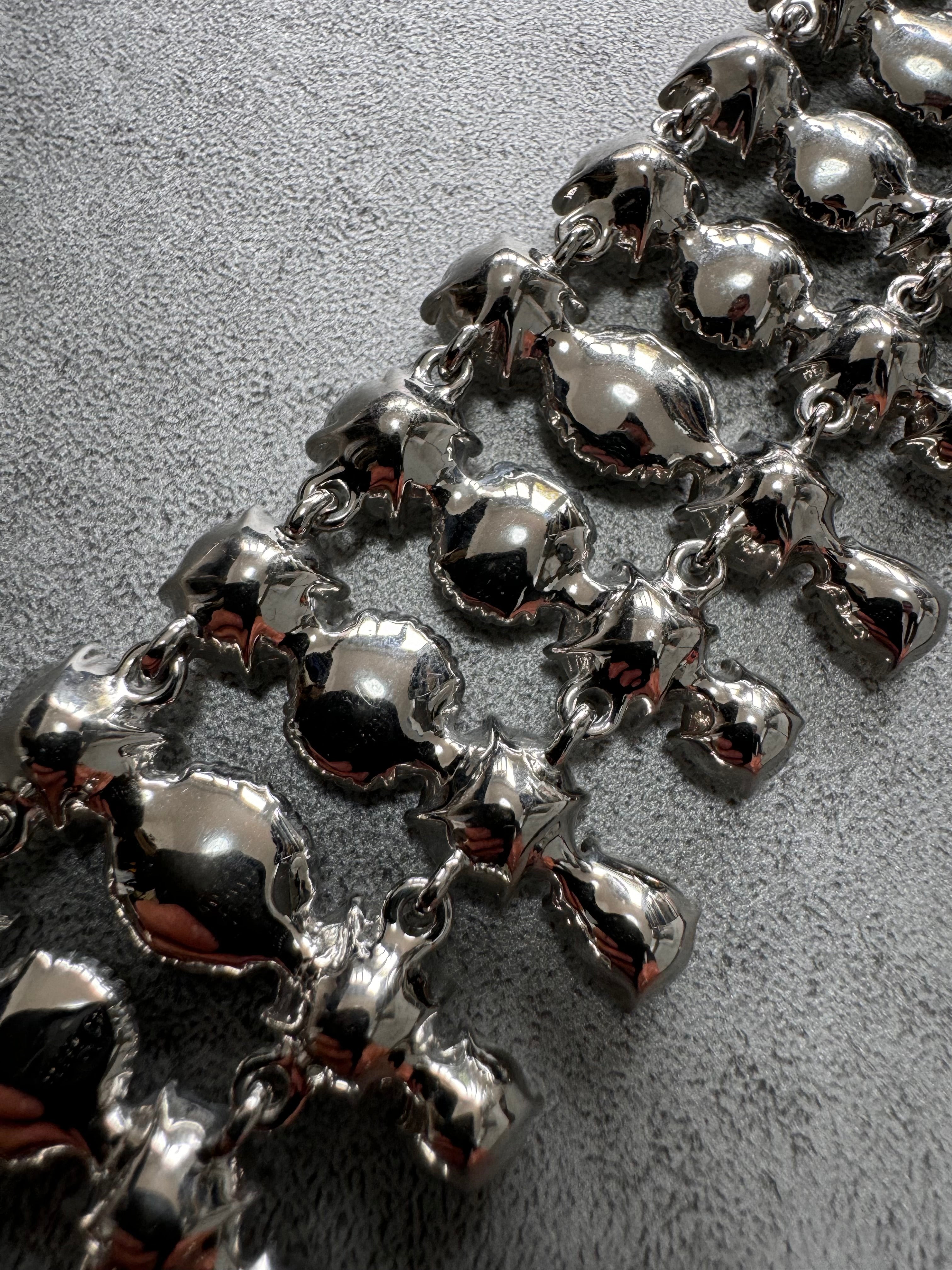 1990s Givenchy Royal Crystal Reversible Stainless Steel Bracelet (OS)