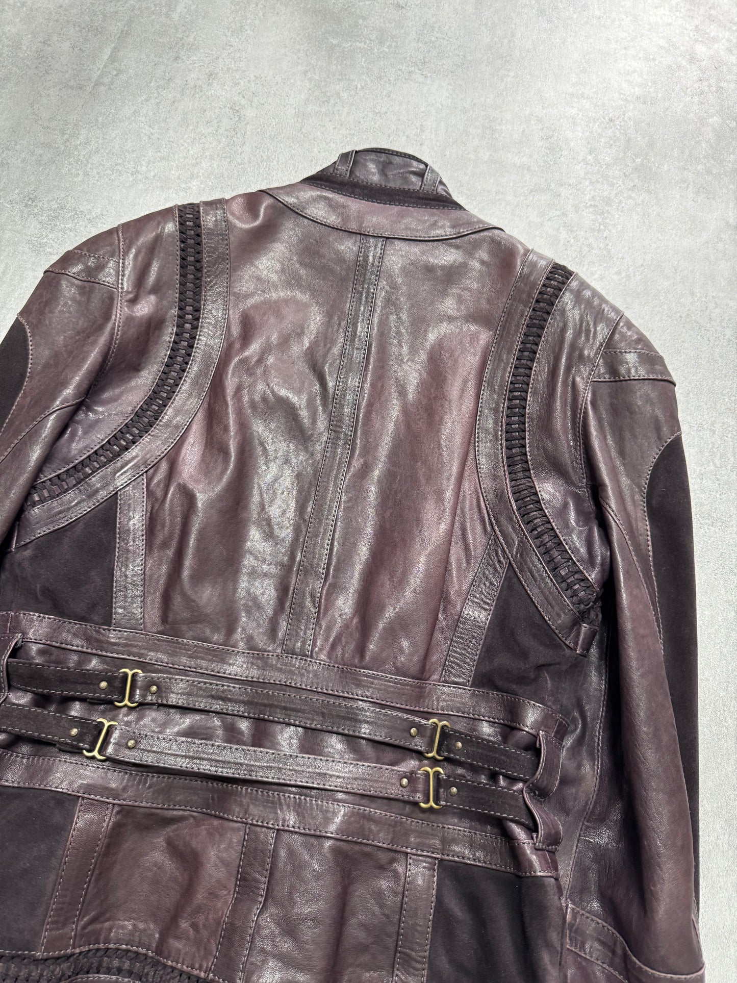 AW2008 AW2008 Cavalli Soldier Purple Metallic Leather Hybride Jacket (S)