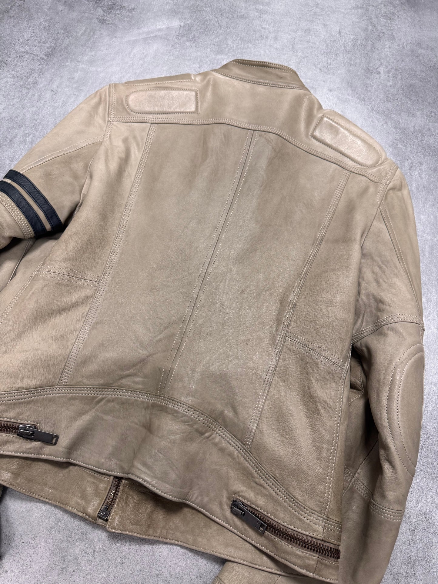 AW2004 Dolce & Gabbana Astro Biker Cafe Cream Leather Jacket (S/M)