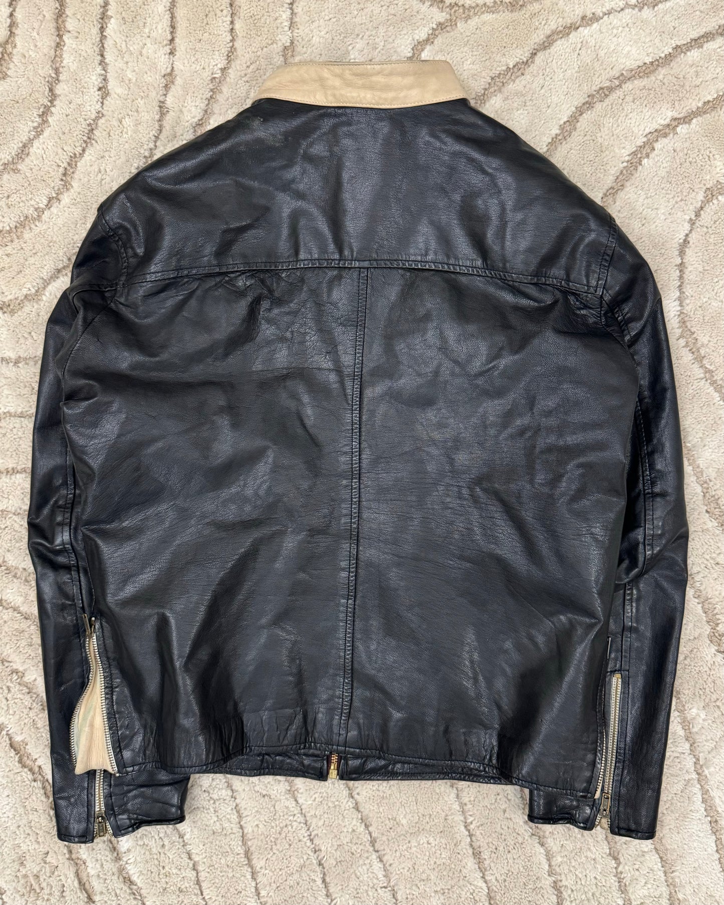 1990 年代 Armani Cafe Racer 皮夹克 (M)