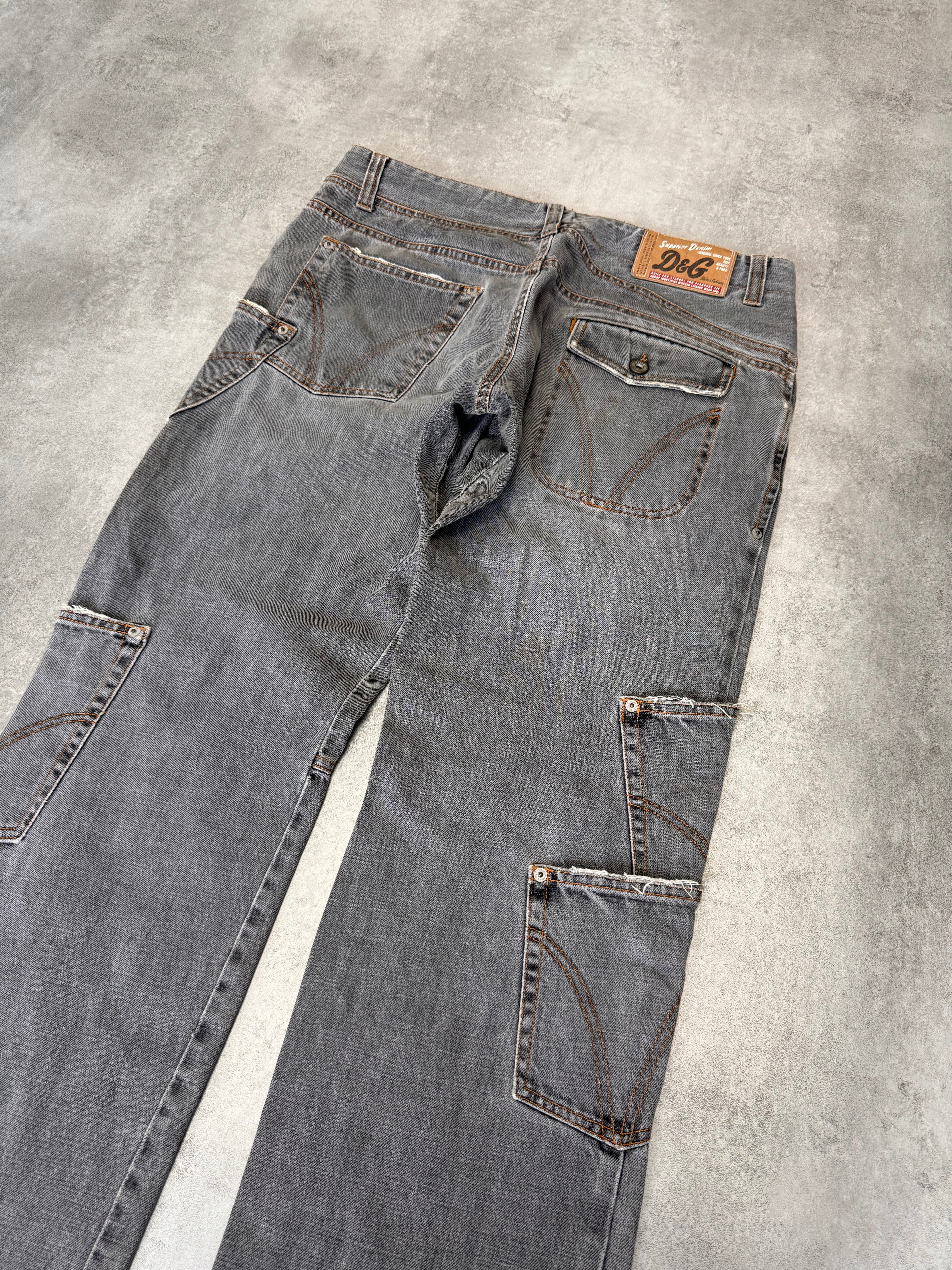 AW2003 Dolce & Gabbana Multi-Pocket Asymmetrical Carpenter Jeans