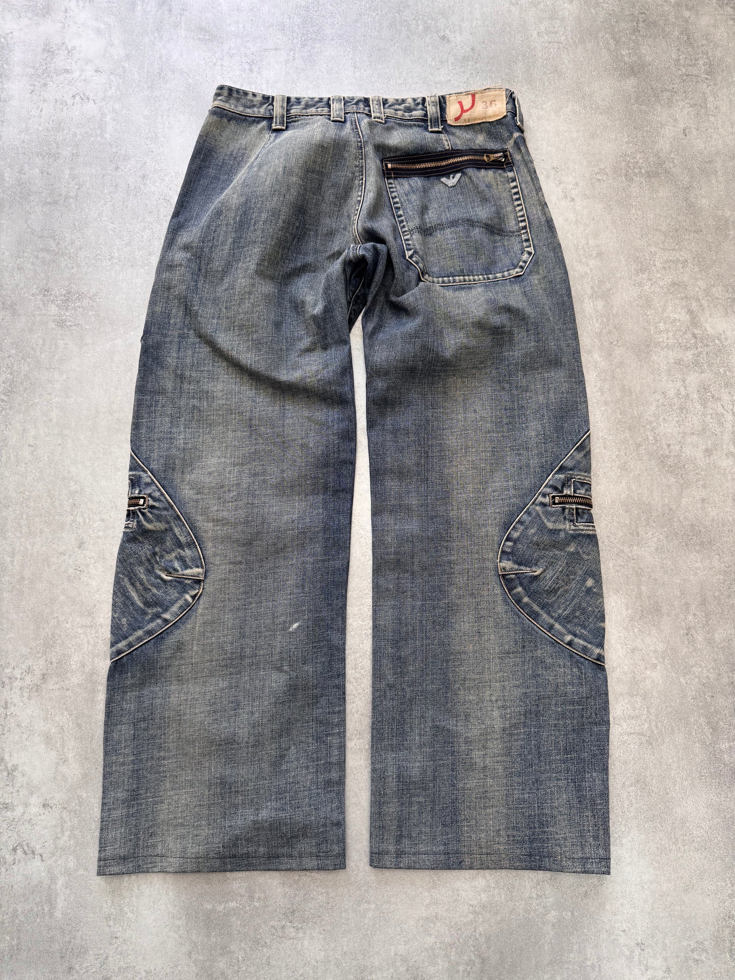 2000s Armani Cargo Wide Denim Jeans (M/L)