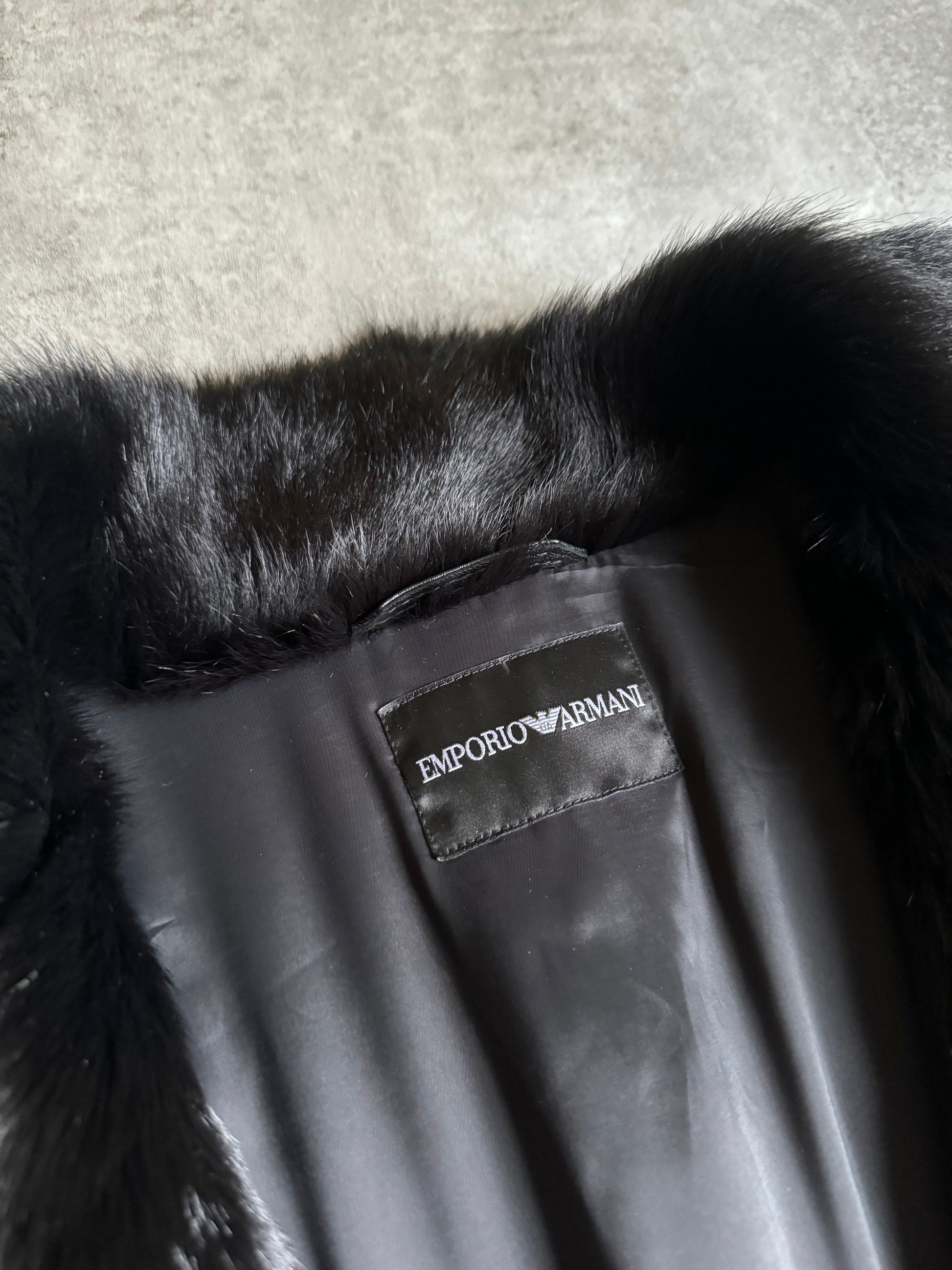 AW2012 Emporio Armani Black Baby Calf Skin Fur Asymmetrical Jacket (M) - 10