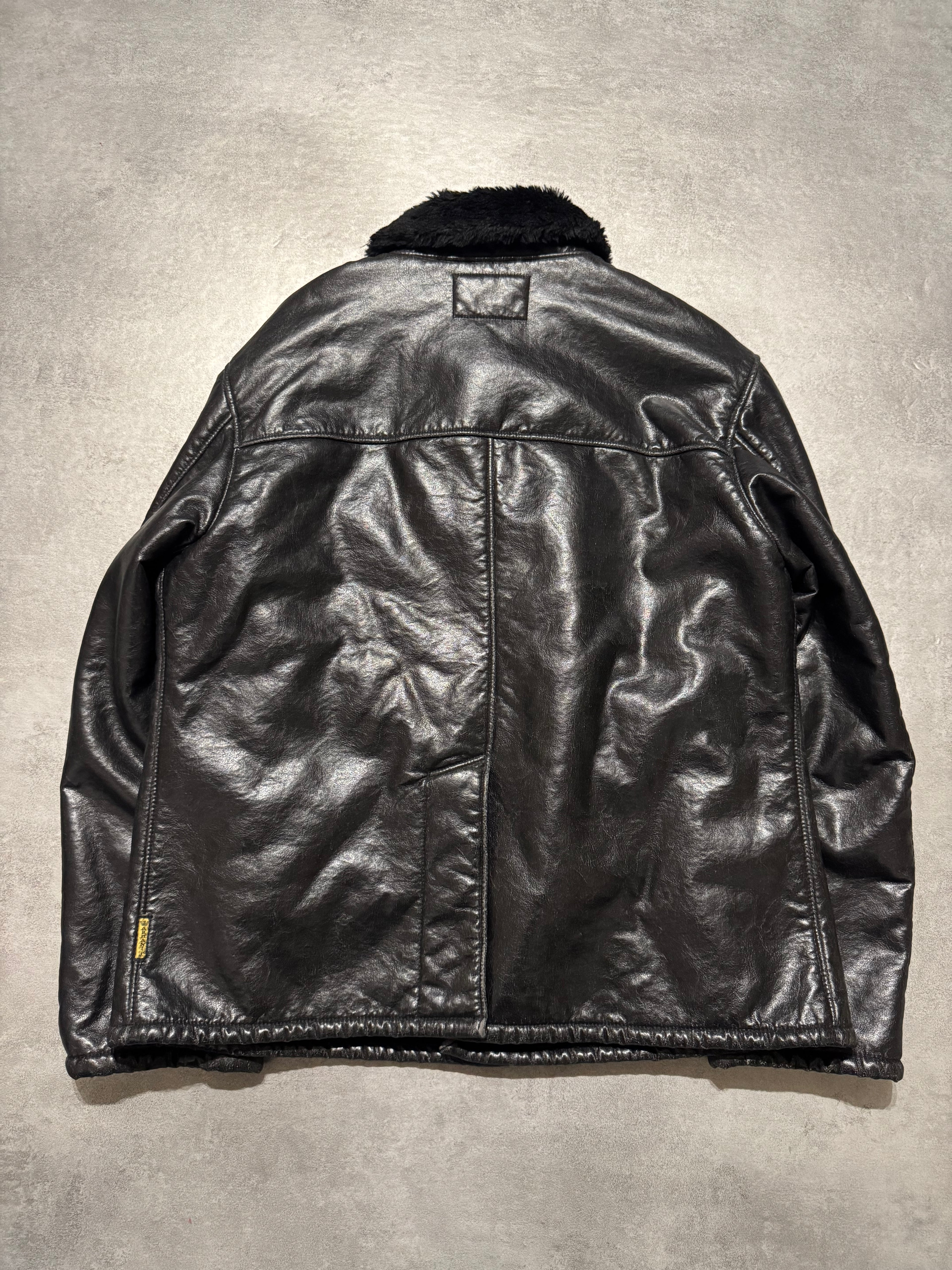 2000s Armani Faux Shearling Black Jacket