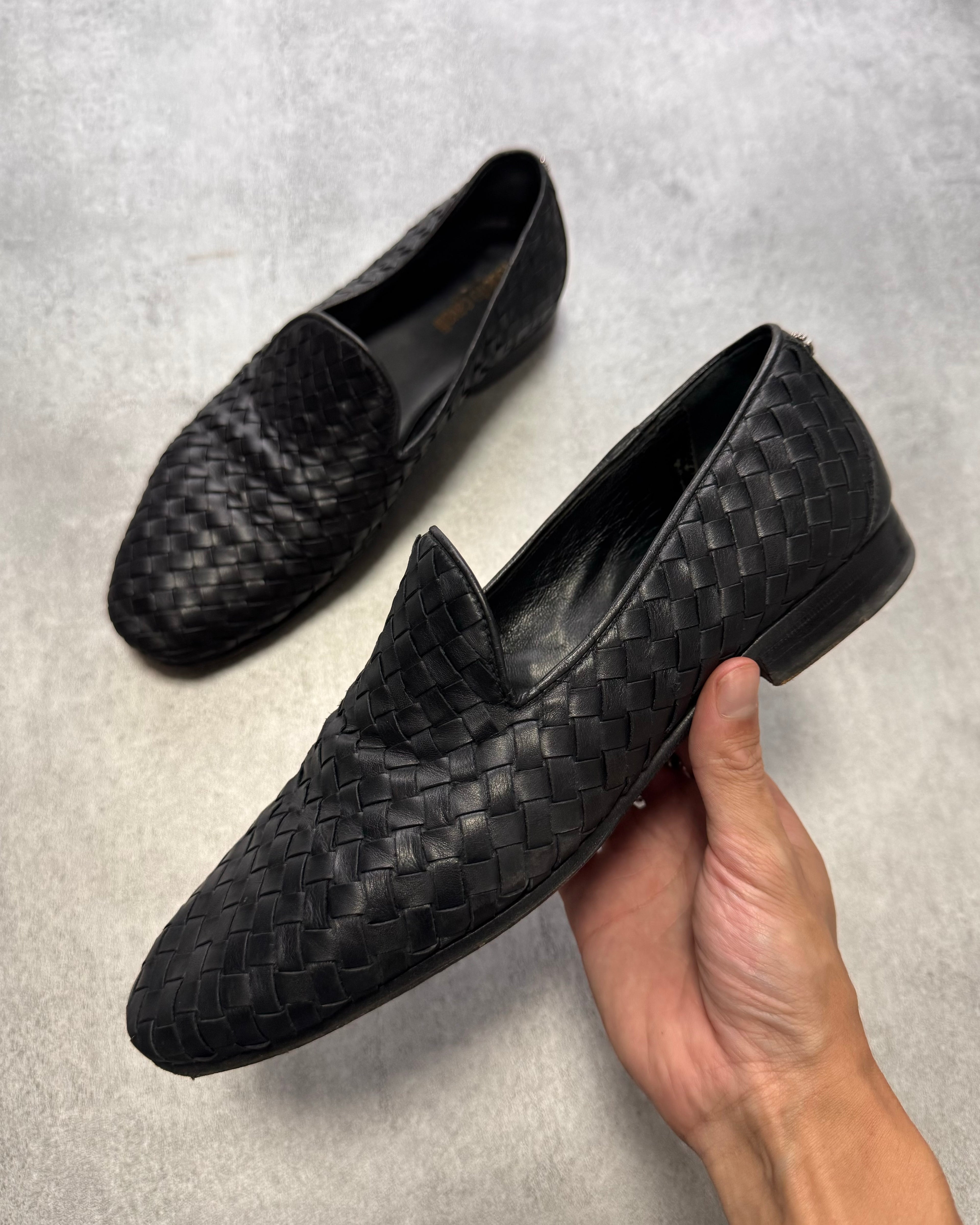 Roberto Cavalli Woven Black Leather Shoes