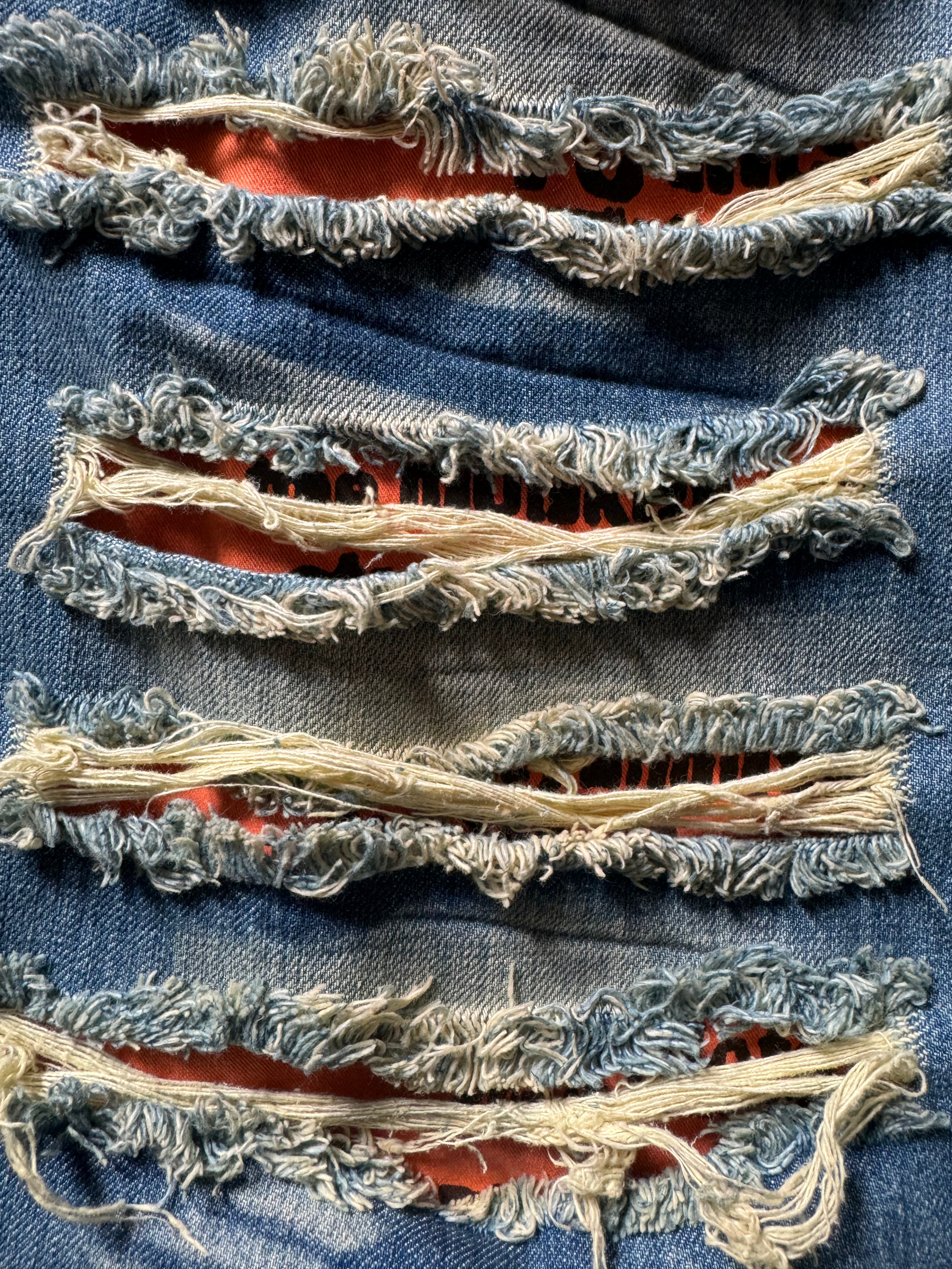 FW2006 Dolce & Gabbana Orange Poem Faded Jeans (M) - 5