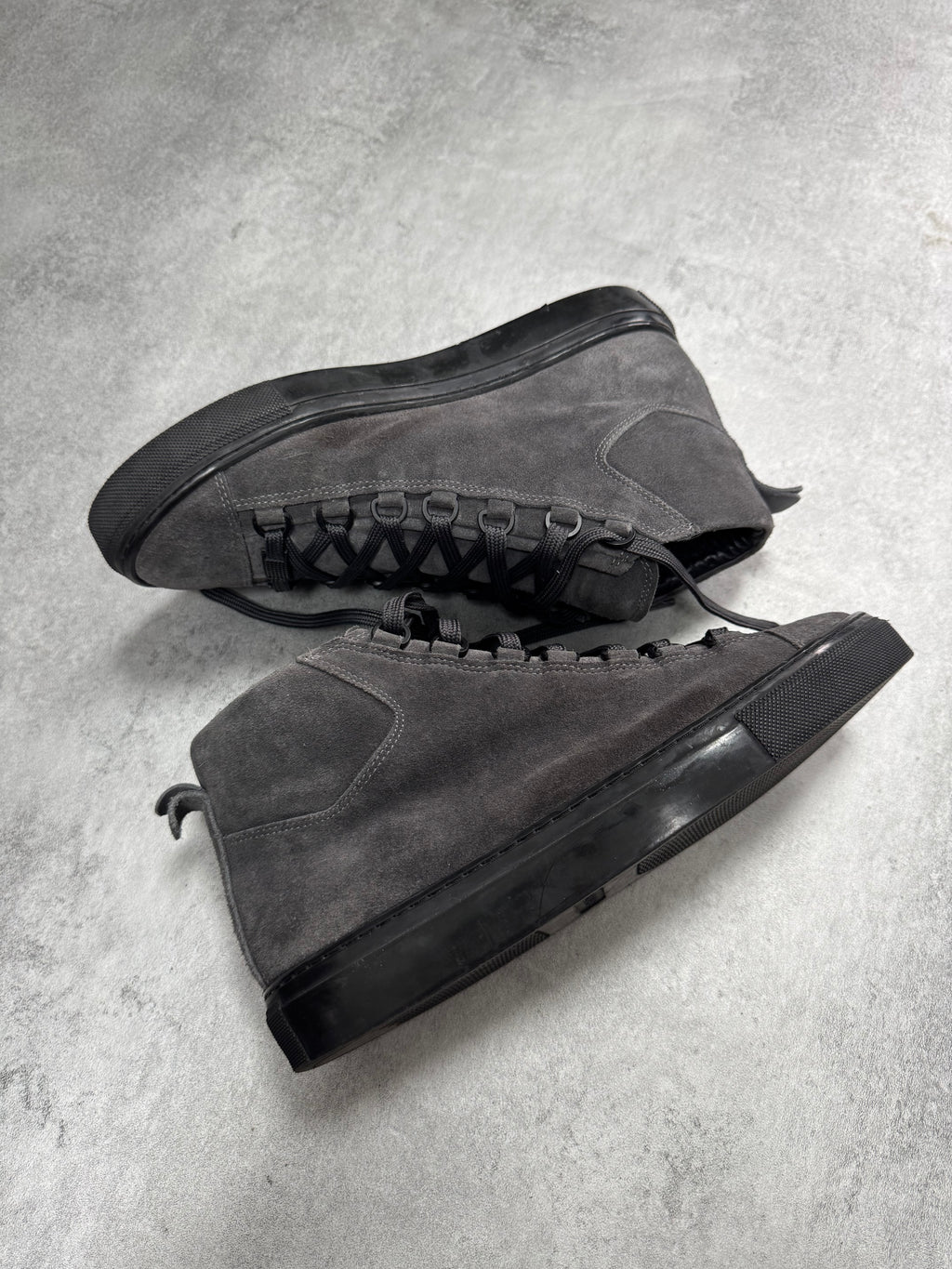 Balenciaga Arena High Dark Grey Suede Leather Sneakers