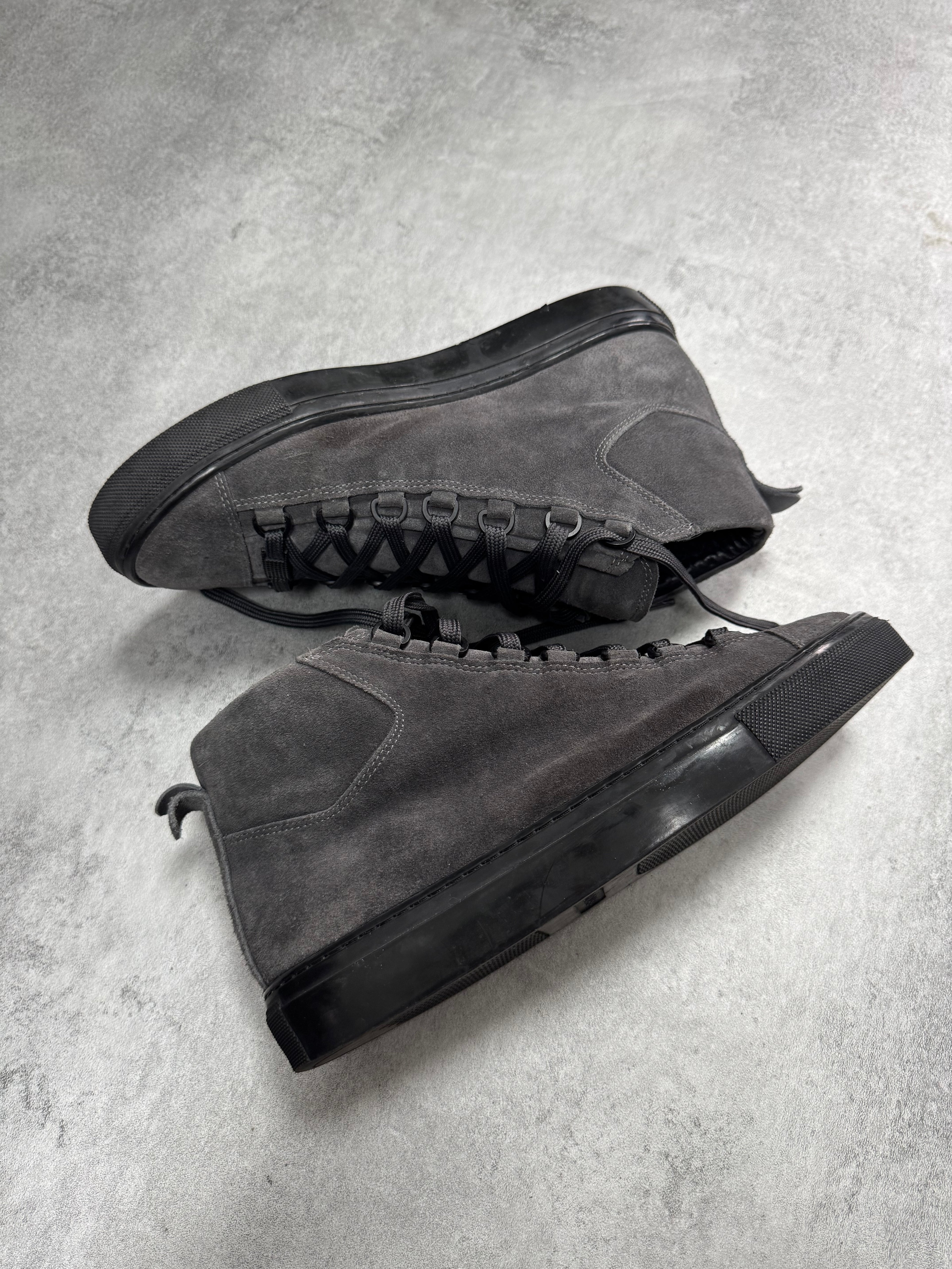 Balenciaga Arena High Dark Grey Suede Leather Sneakers