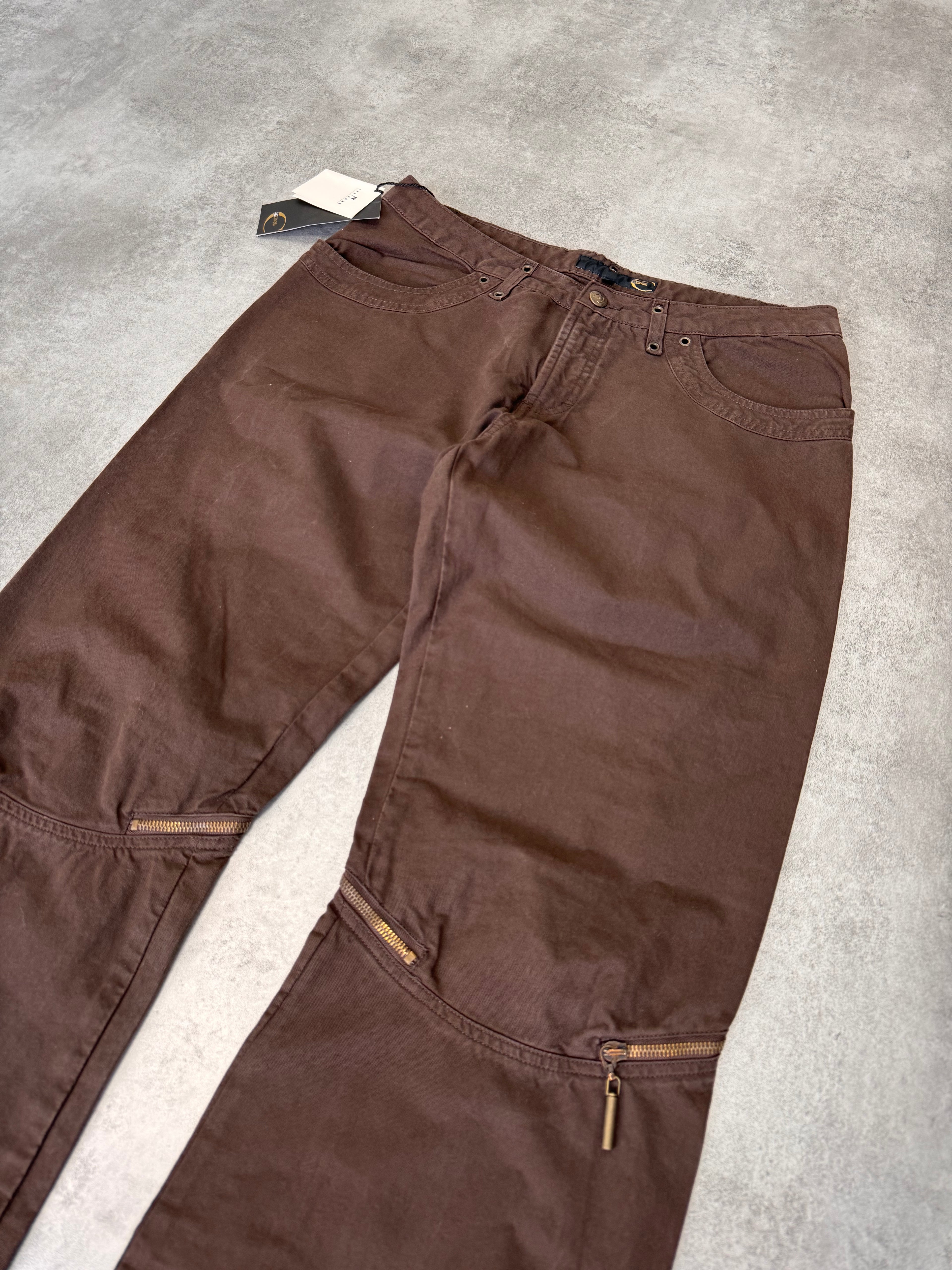 2000s Just Cavalli Knee Zip Brown Pants