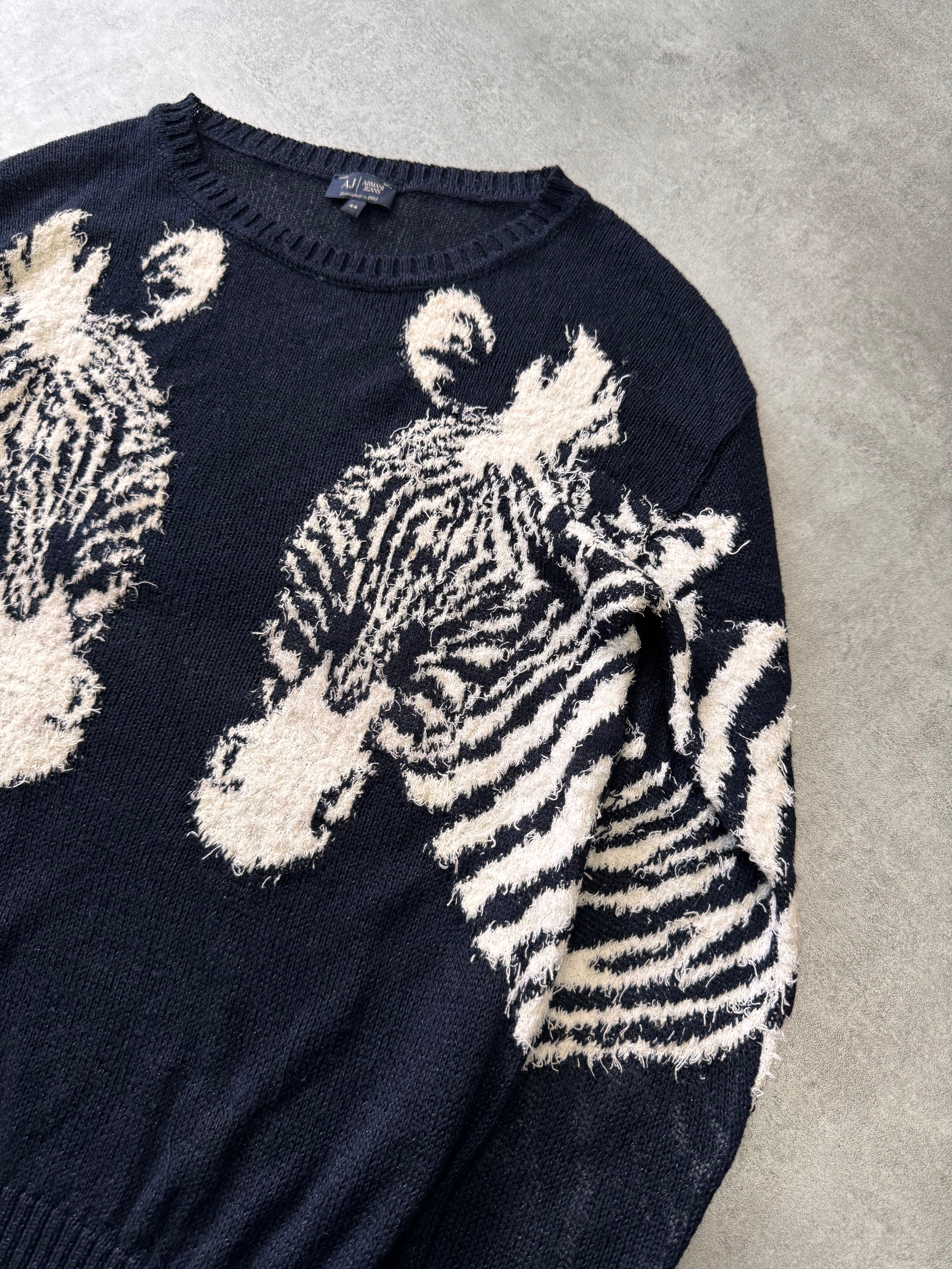 2000年代 アルマーニ ミラー ゼブラ セーター (S)