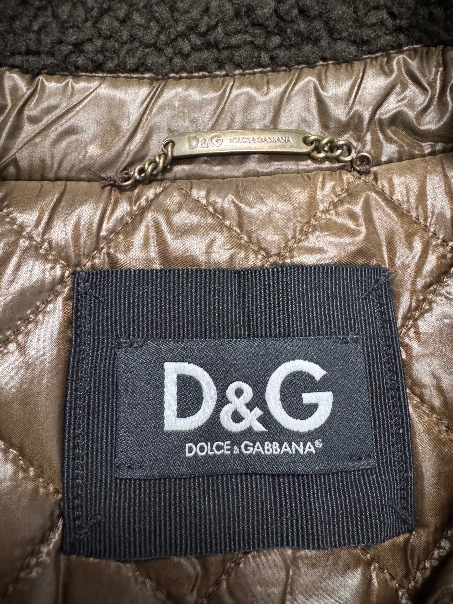 2000s Dolce & Gabbana Shearling Brown Mafia Jacket (M)