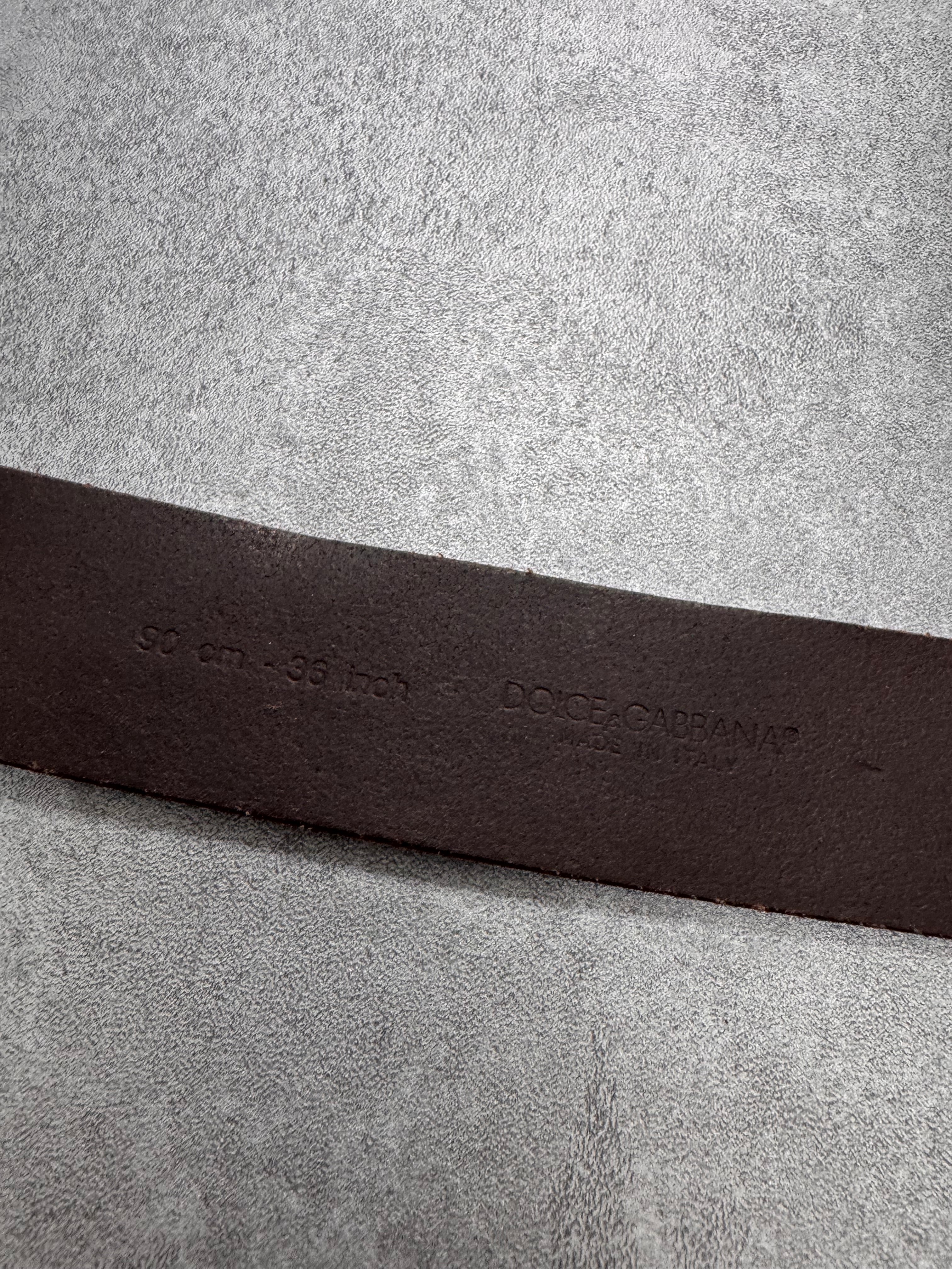 2000s Dolce & Gabbana Golden Ornement Buckle Brown Leather Belt