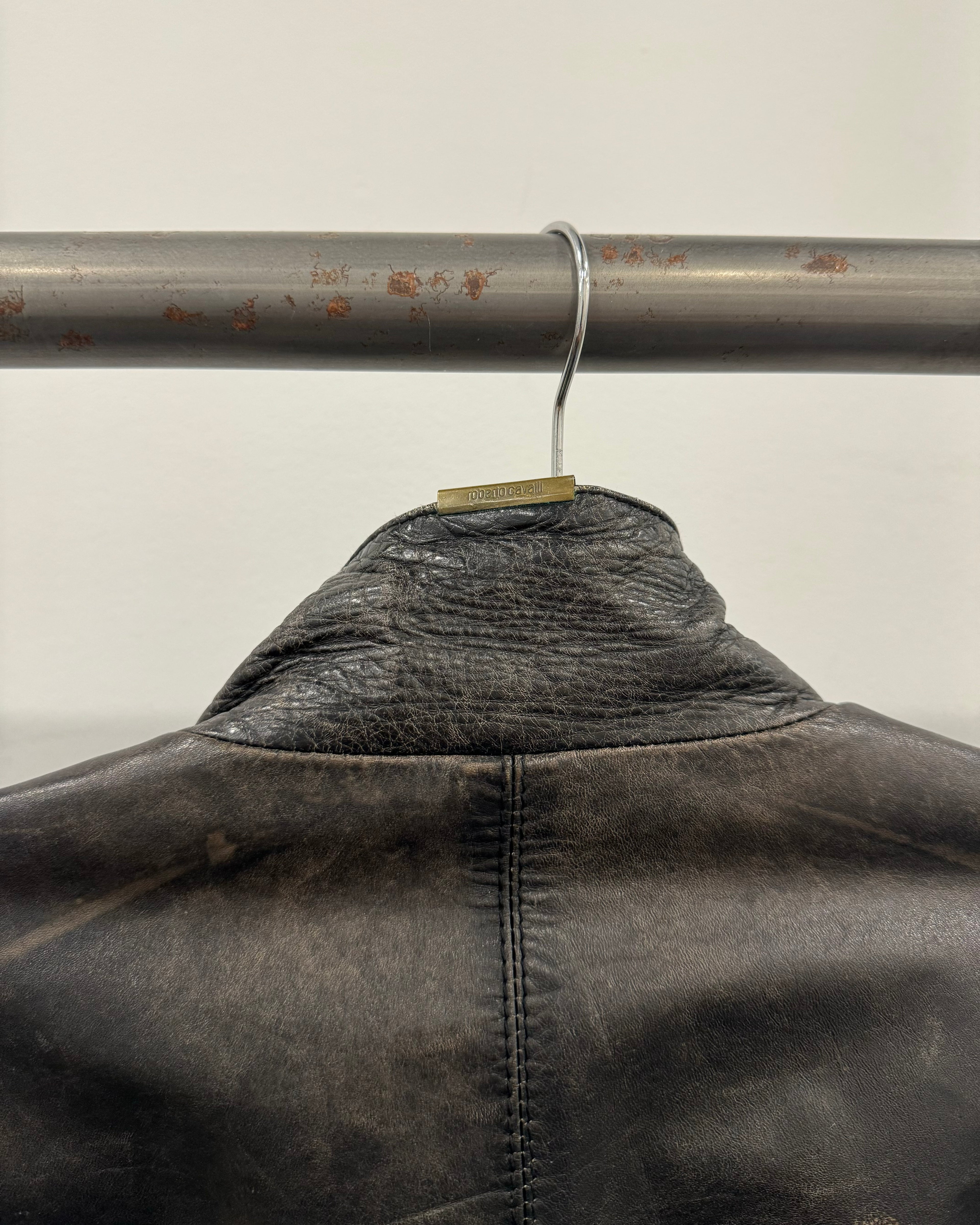 AW2000 Roberto Cavalli Leather Trench Coat (M)