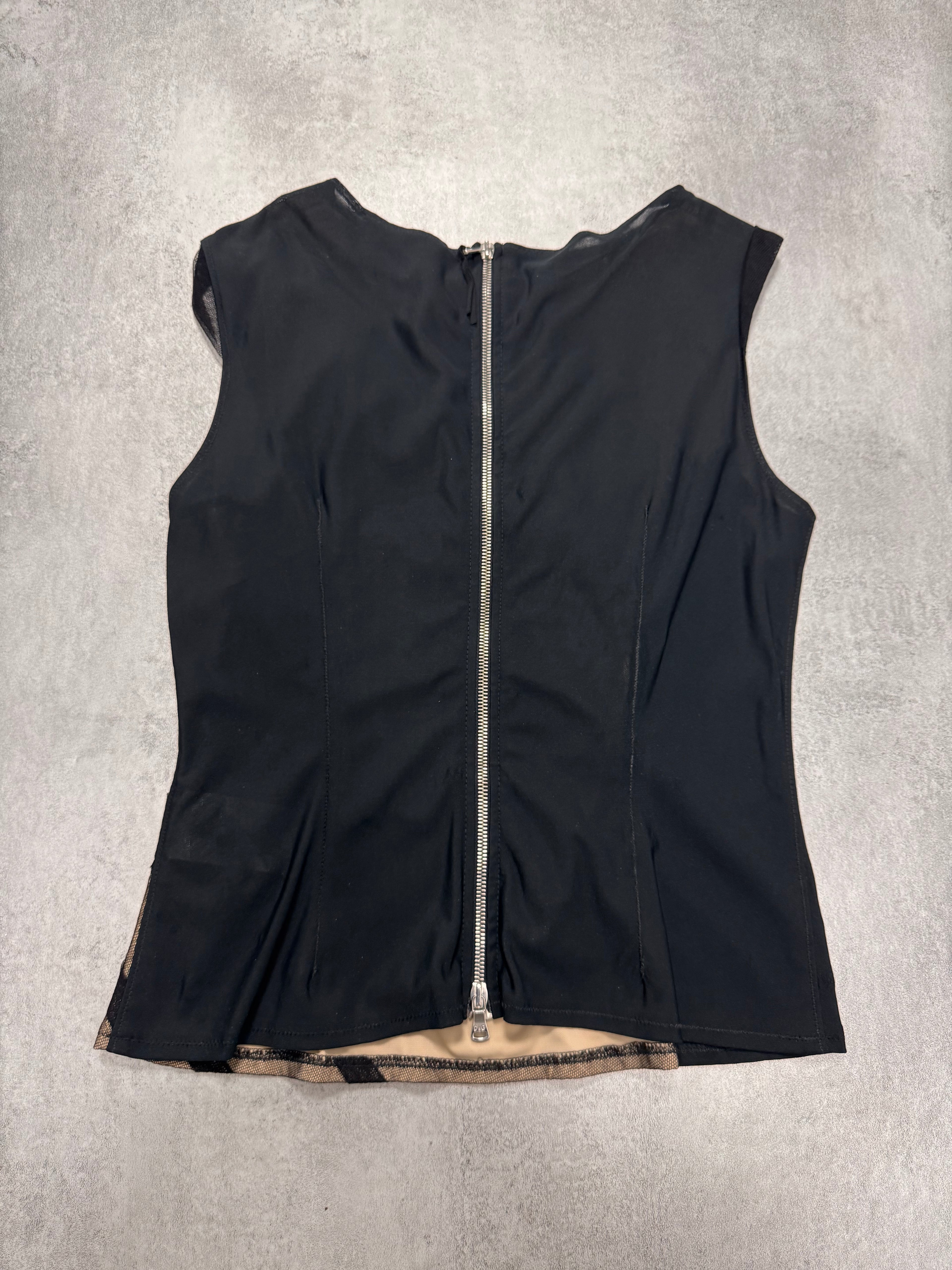 Dolce & Gabbana Black Sun Mesh Sleeveless Top