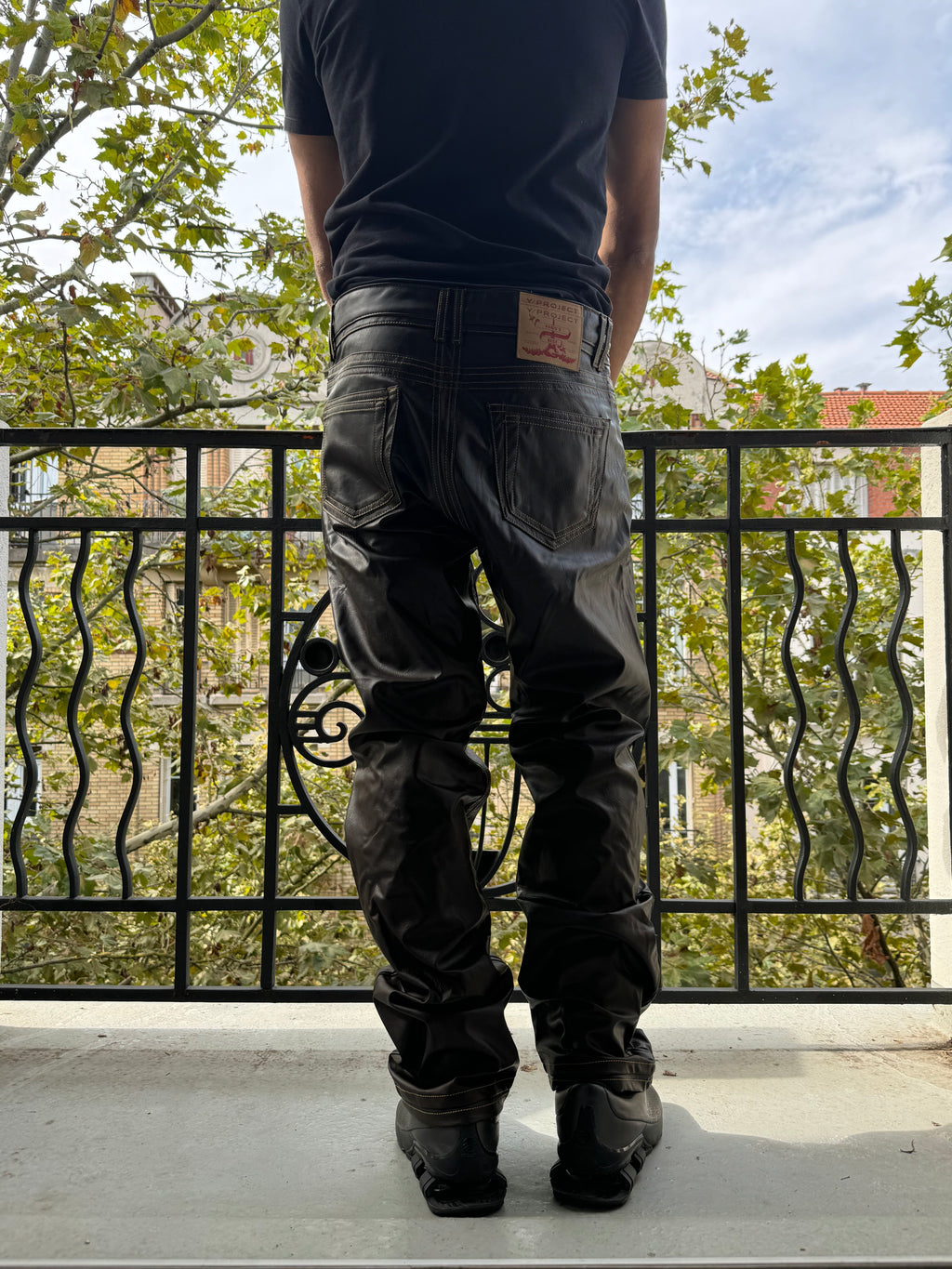 SS2020 Y/Project Brown Eco Leather Futura Pants