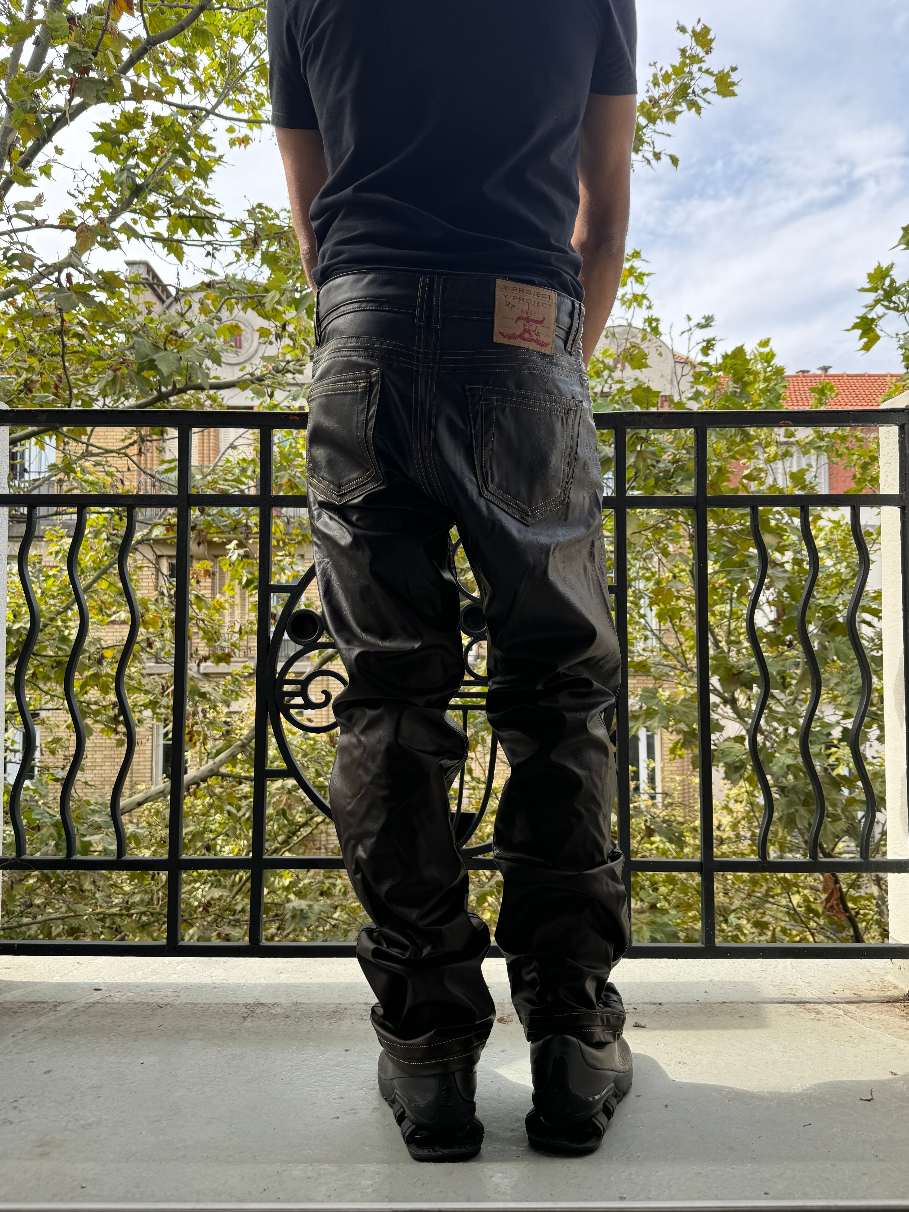 SS2020 Y/Project Brown Eco Leather Futura Pants