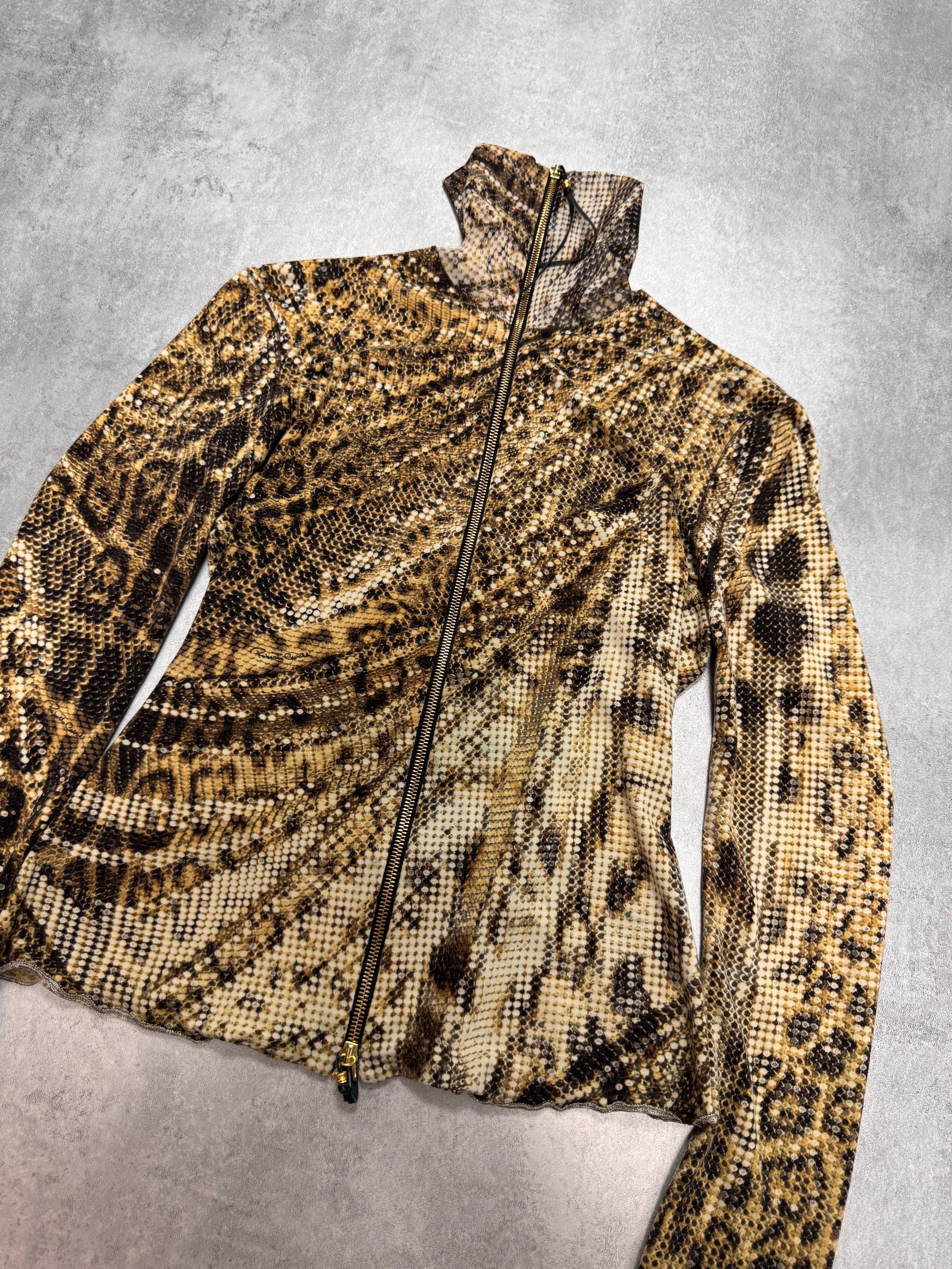 AW2000 Roberto Cavalli Jaguar Print Zip-Up