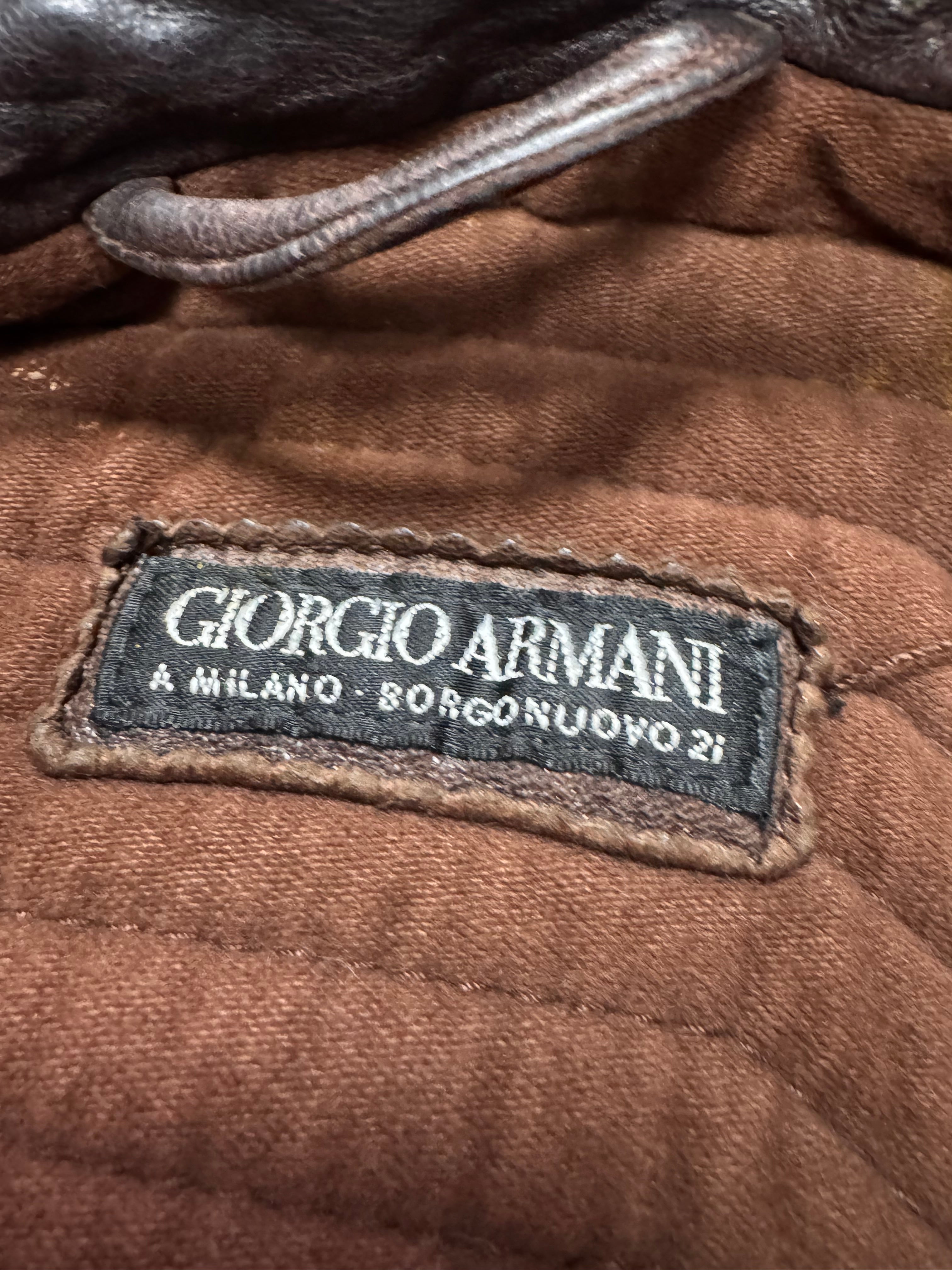 1990s Giorgio Armani Brown Leather Long Coat