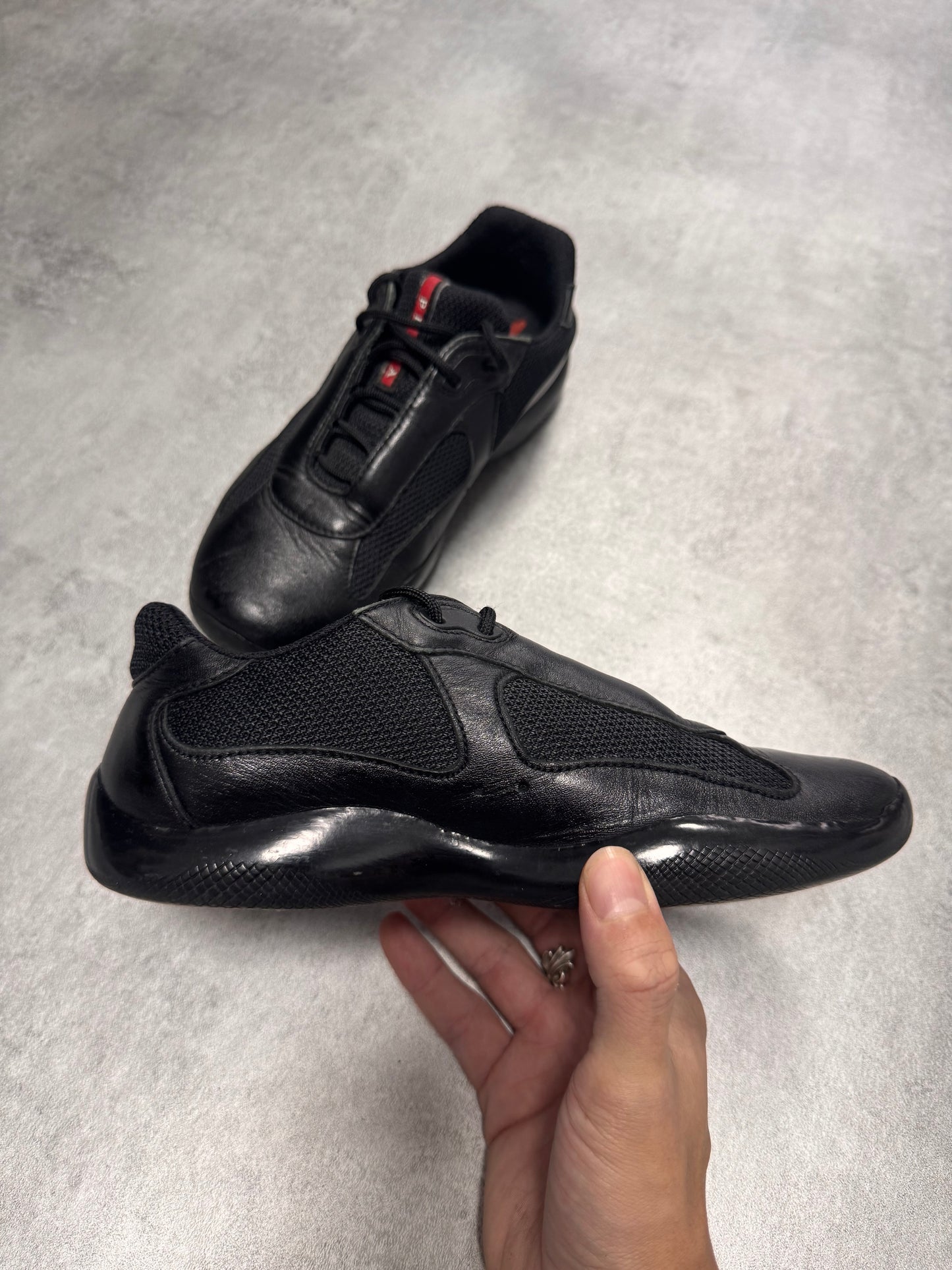 2000s Prada America's Cup Black Leather Sneakers (36eu/us4)