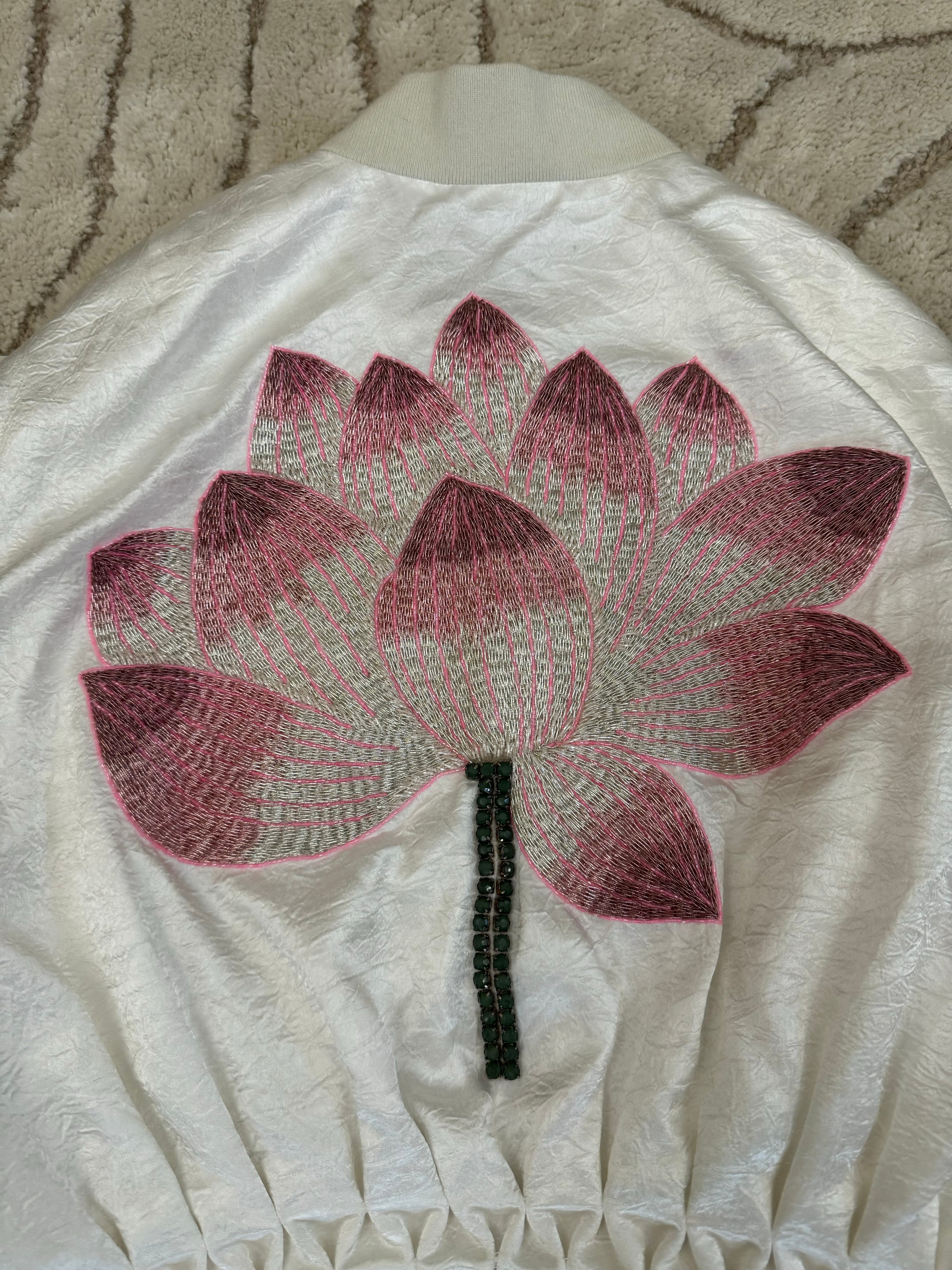 John Galliano Lotus Jewelry Bomber Jacket