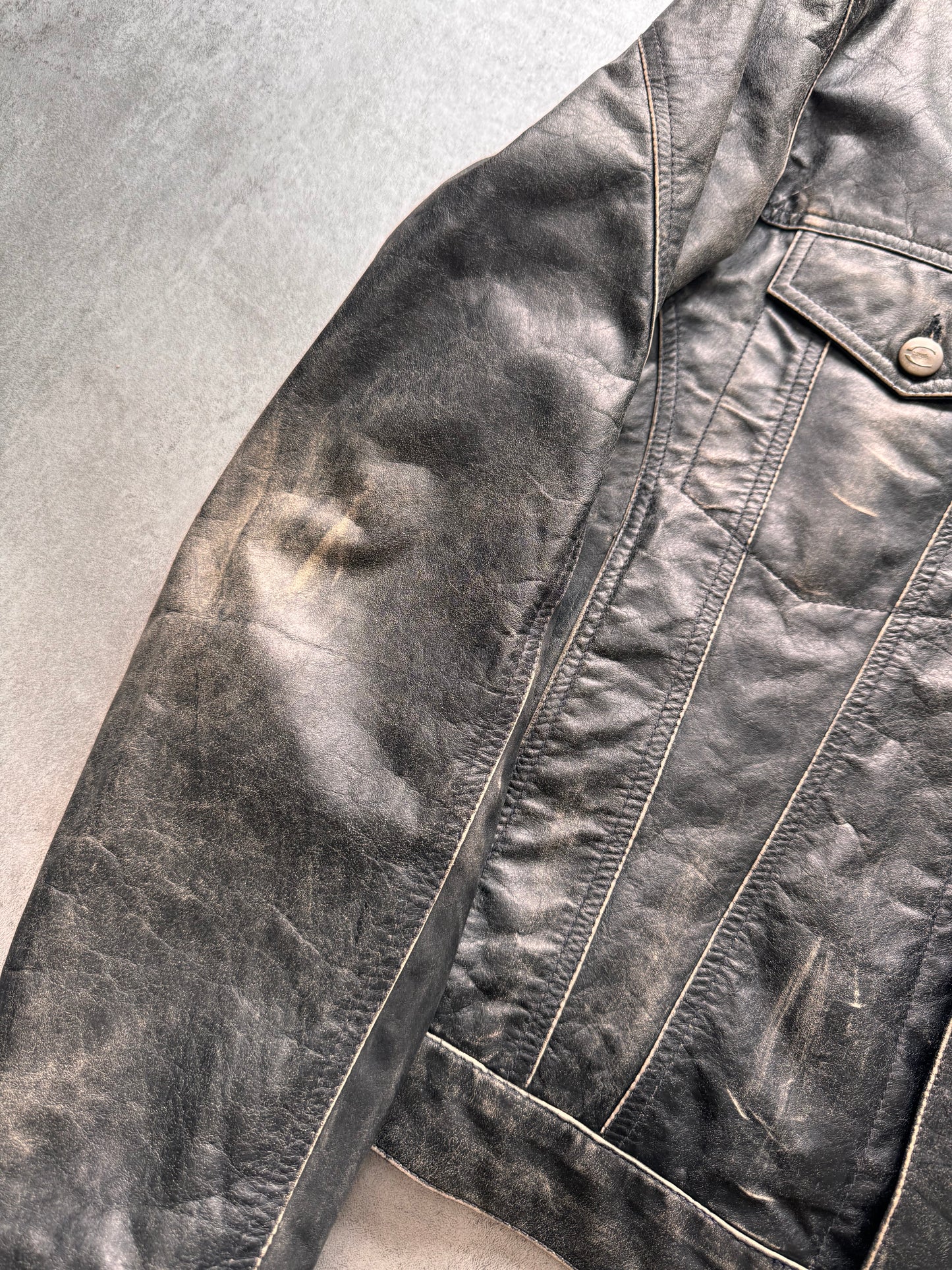 2000s Cavalli Brut Raw Leather Jacket (M/L)