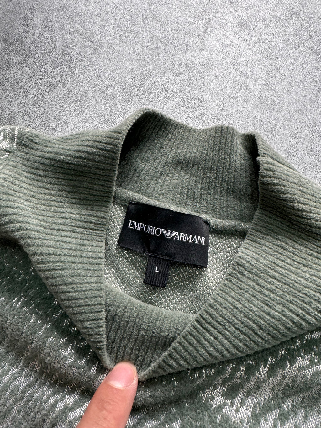 SS2020 Emporio Armani Mountain Landscape High Neck Kaki Sweater