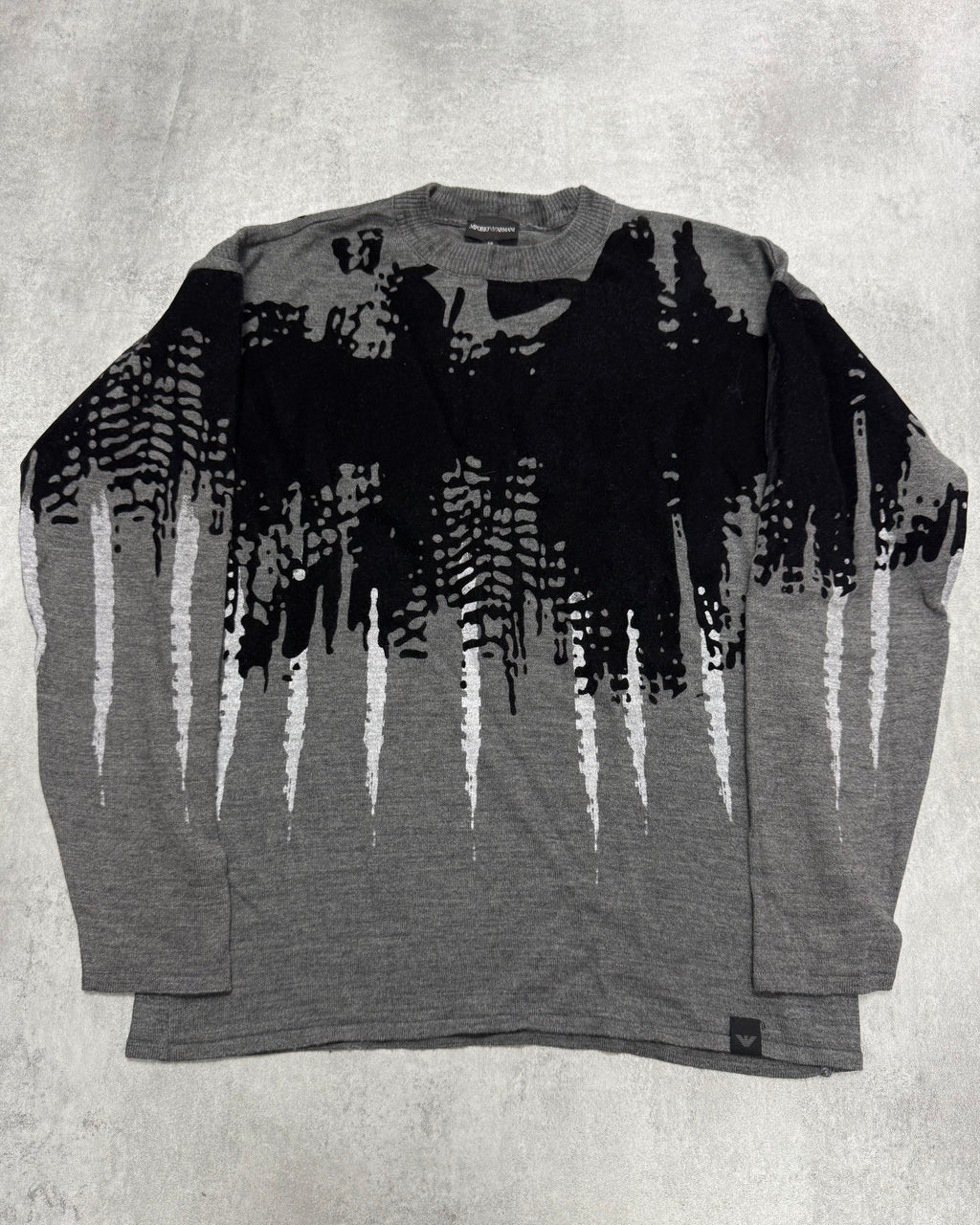 2000s Emporio Armani Abstract Skyscrapers Grey Sweater