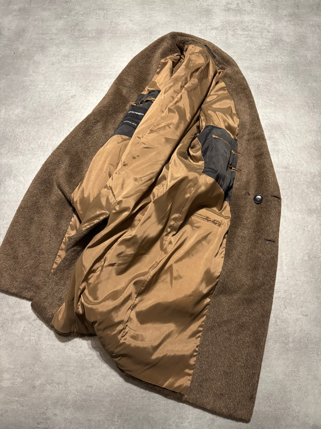 FW2018 Emporio Armani Sartorial Faux Fur Brown Trench Coat
