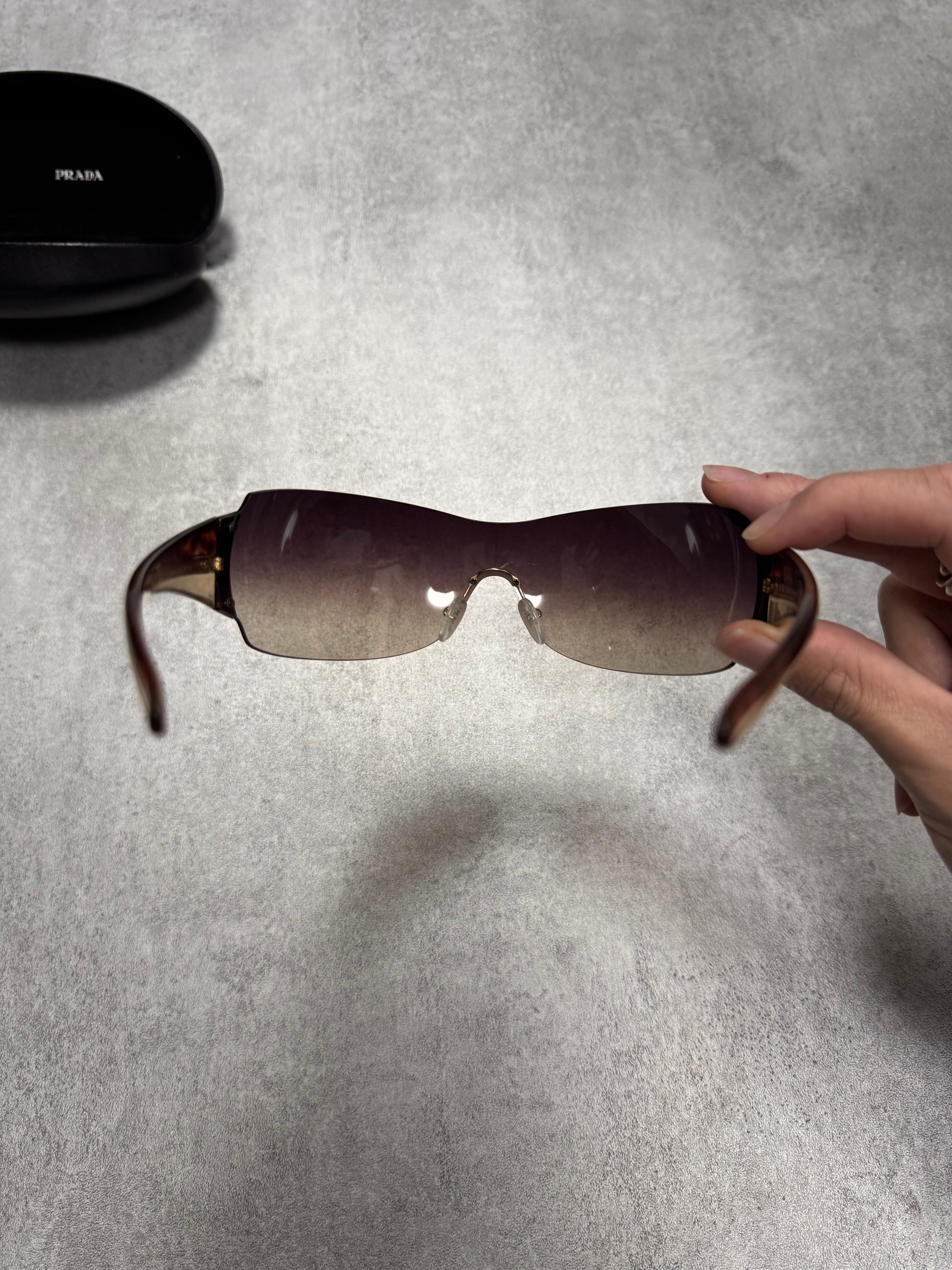 2000s Prada Google Golden Curved Sunglasses