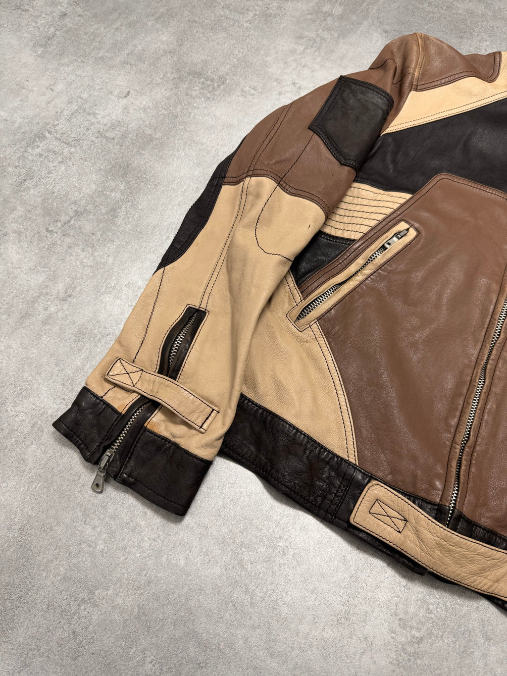 SS2004 Dolce & Gabbana Paneled Racer Leather Jacket (S/M)