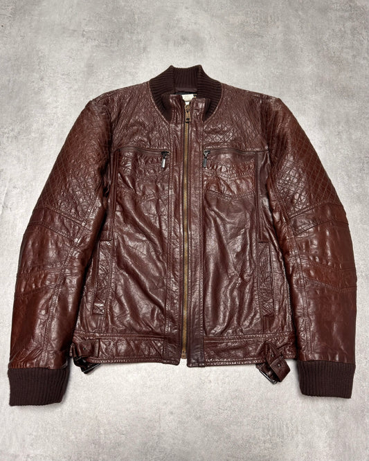 AW2008 Cavalli Brown Leather Bomber Jacket (M)