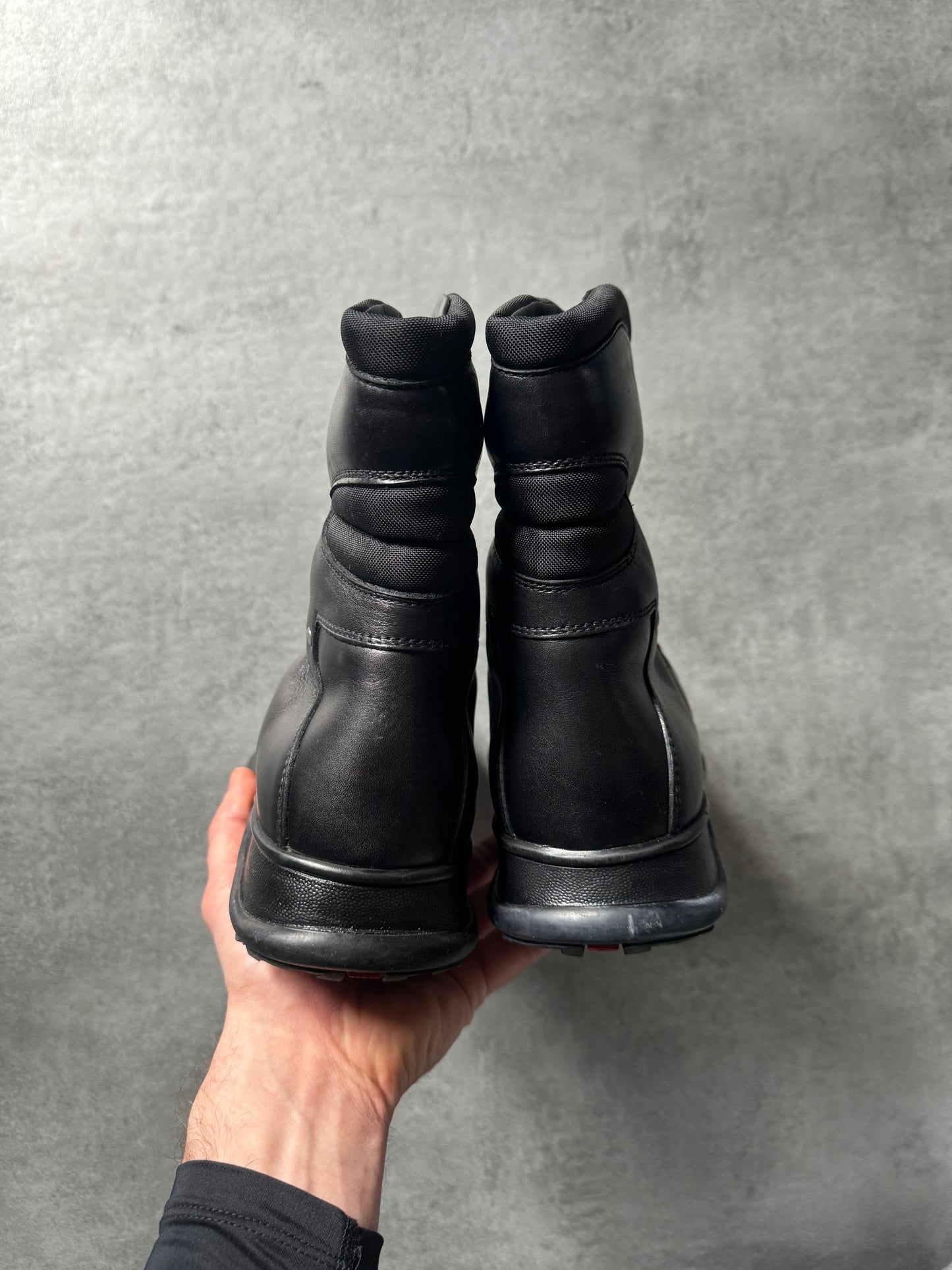 2000s Prada Hiking Black Leather Boots (44) - 6