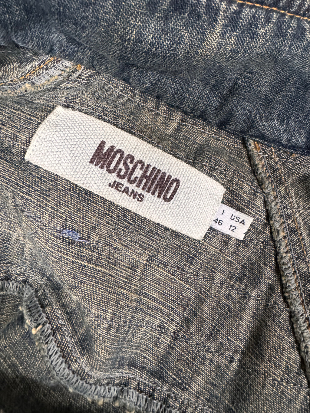 2000s Moschino Layers Collar Faded Denim Jacket