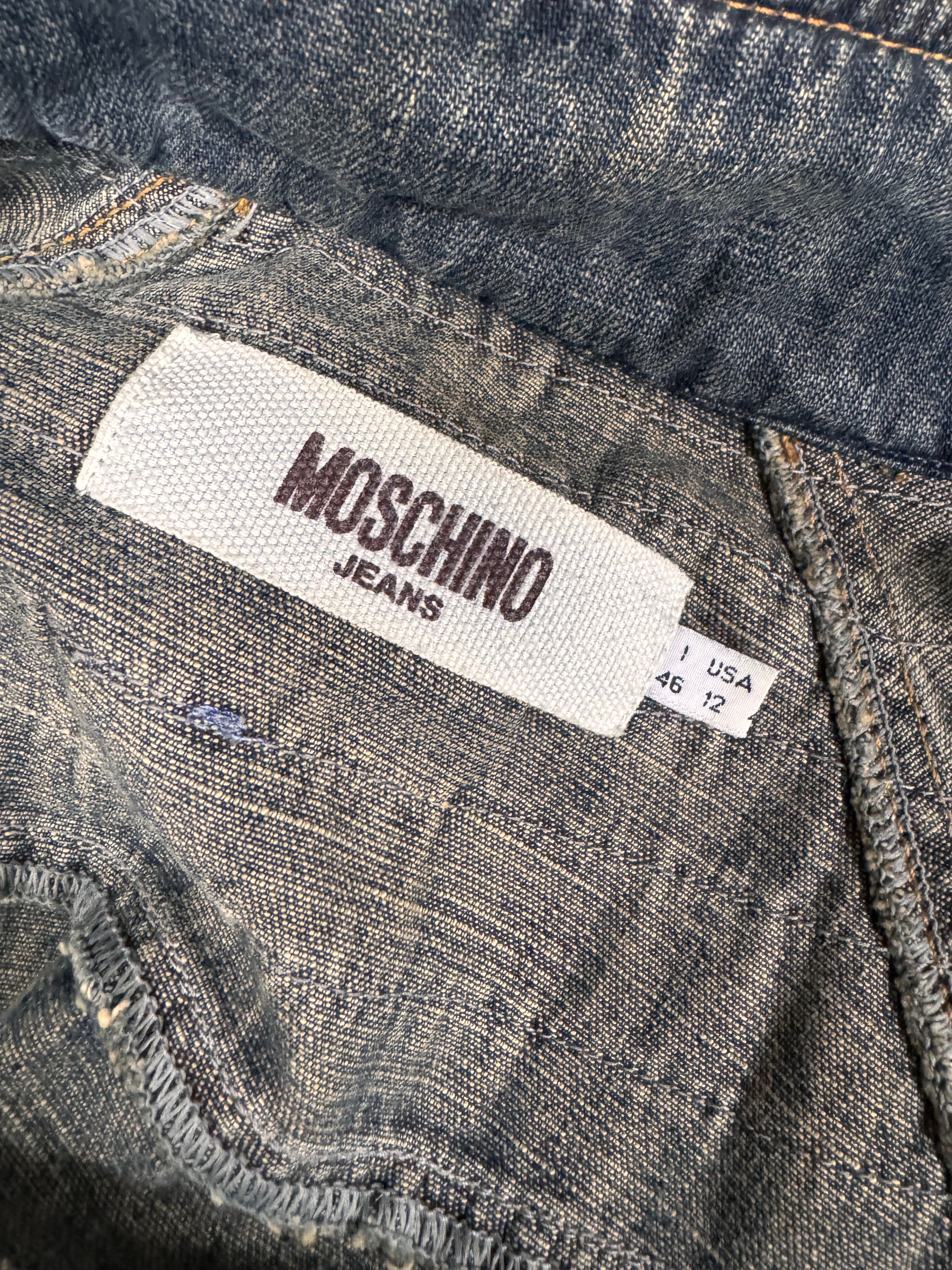 2000s Moschino Layers Collar Faded Denim Jacket