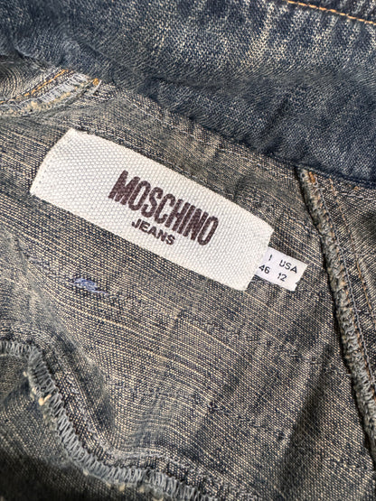 2000s Moschino Layers Collar Faded Denim Jacket (XS)