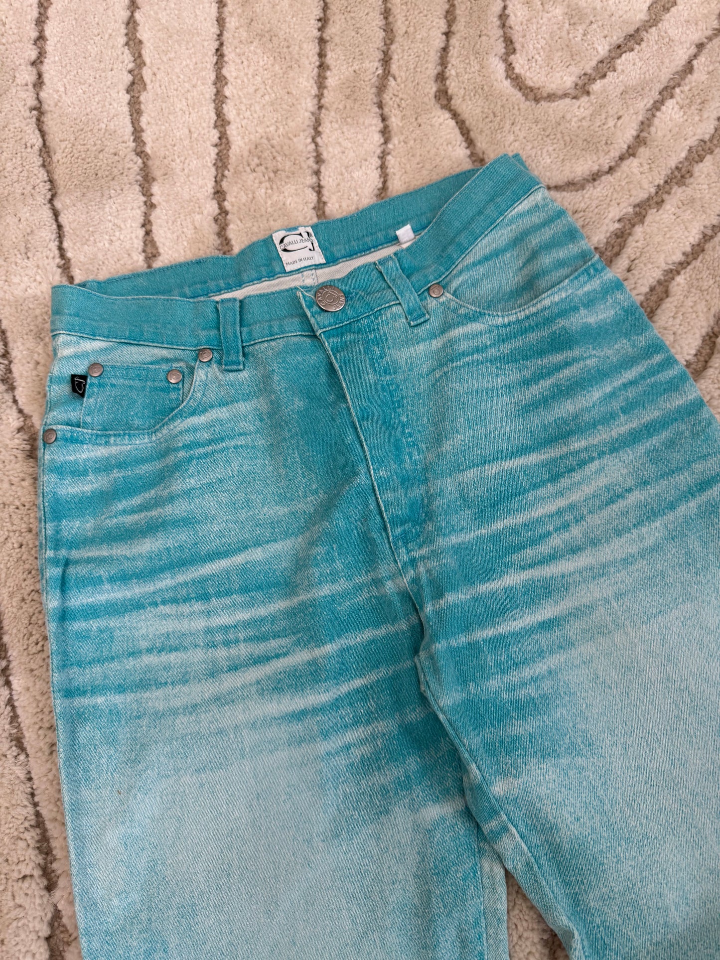 00s Cavalli Faded Ocean Jeans Pants (XS)