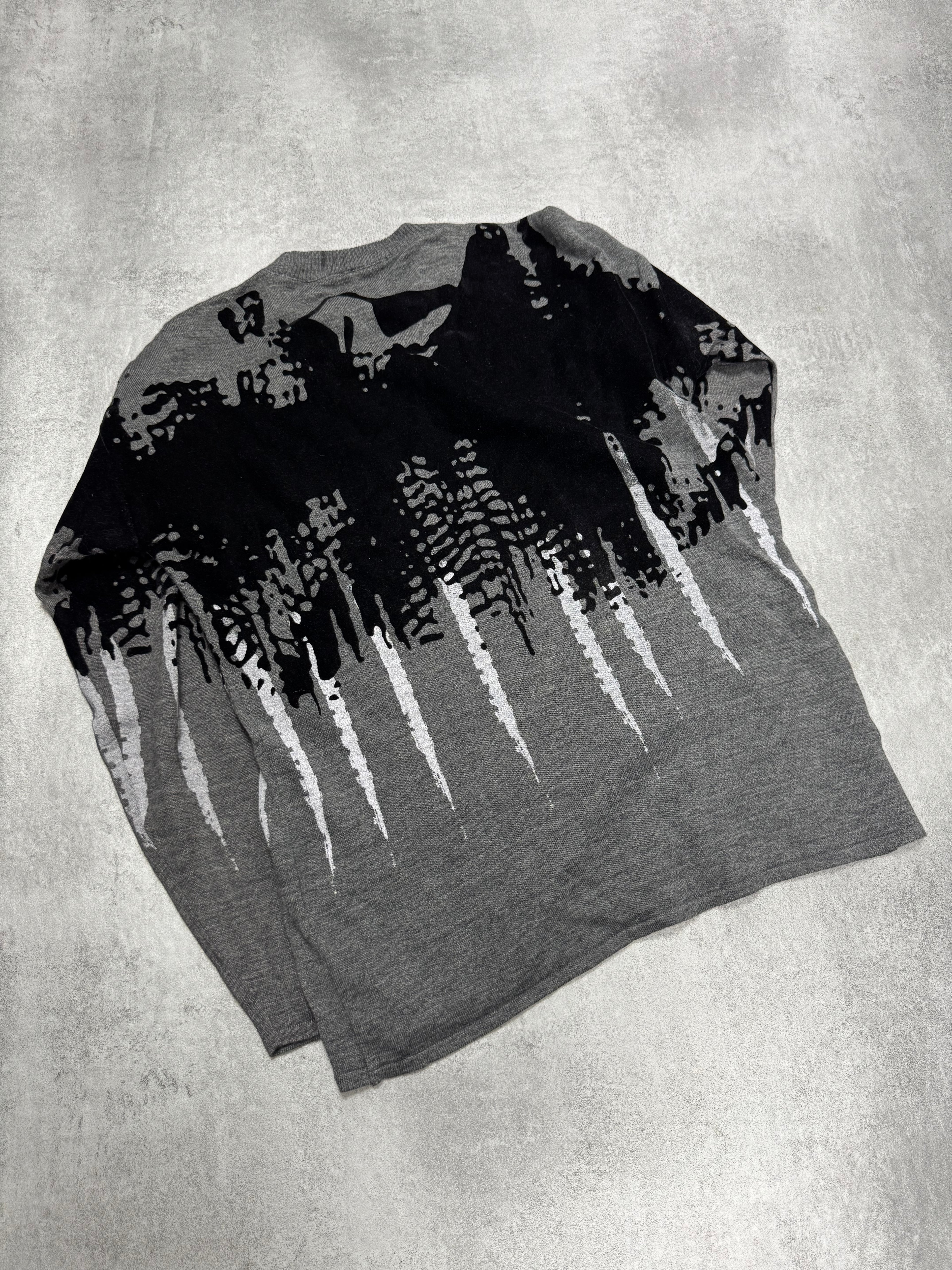 2000s Emporio Armani Abstract Skyscrapers Grey Sweater