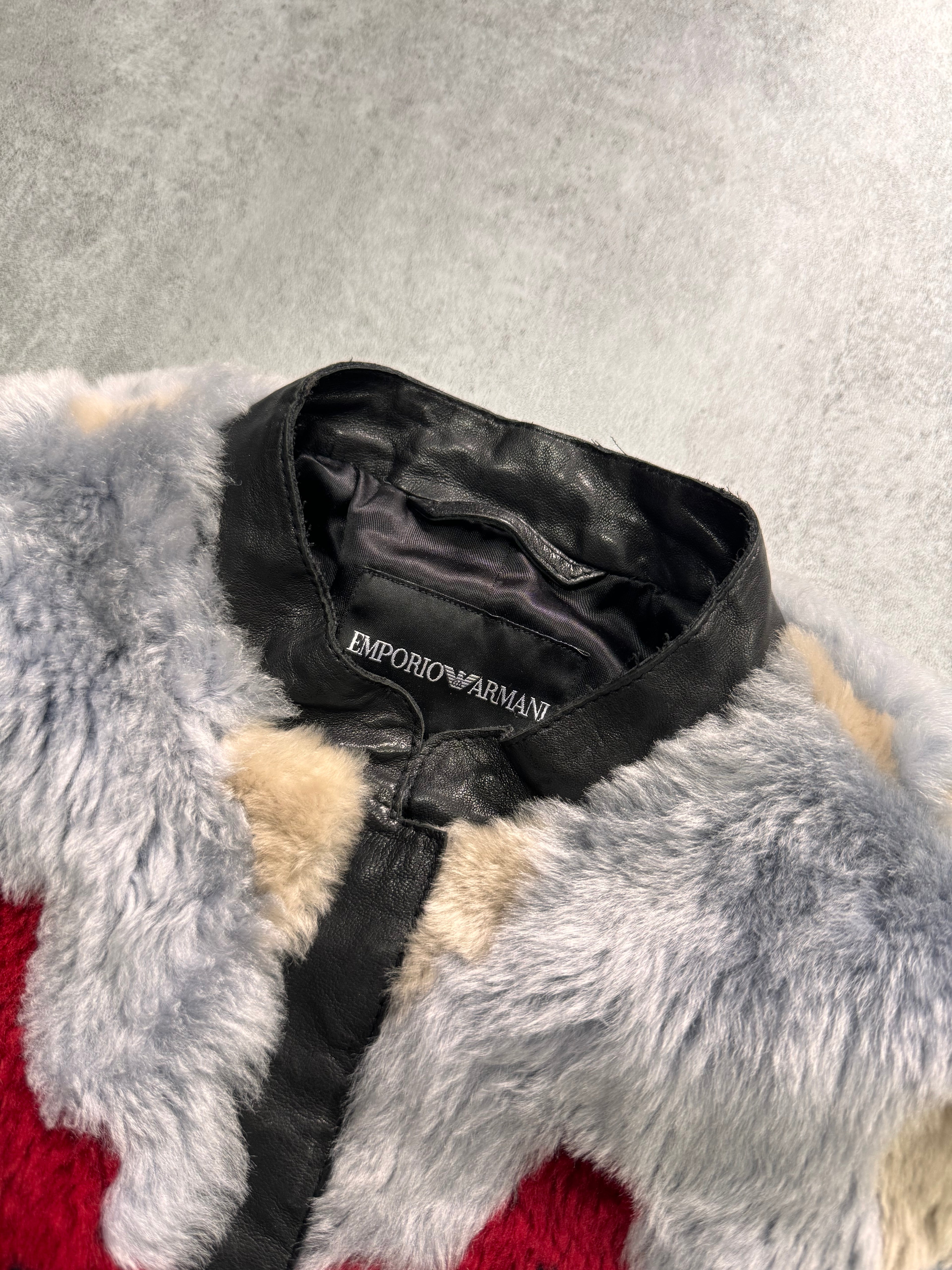 FW2015 Emporio Armani Shearling Fur Bomber Leather Jacket