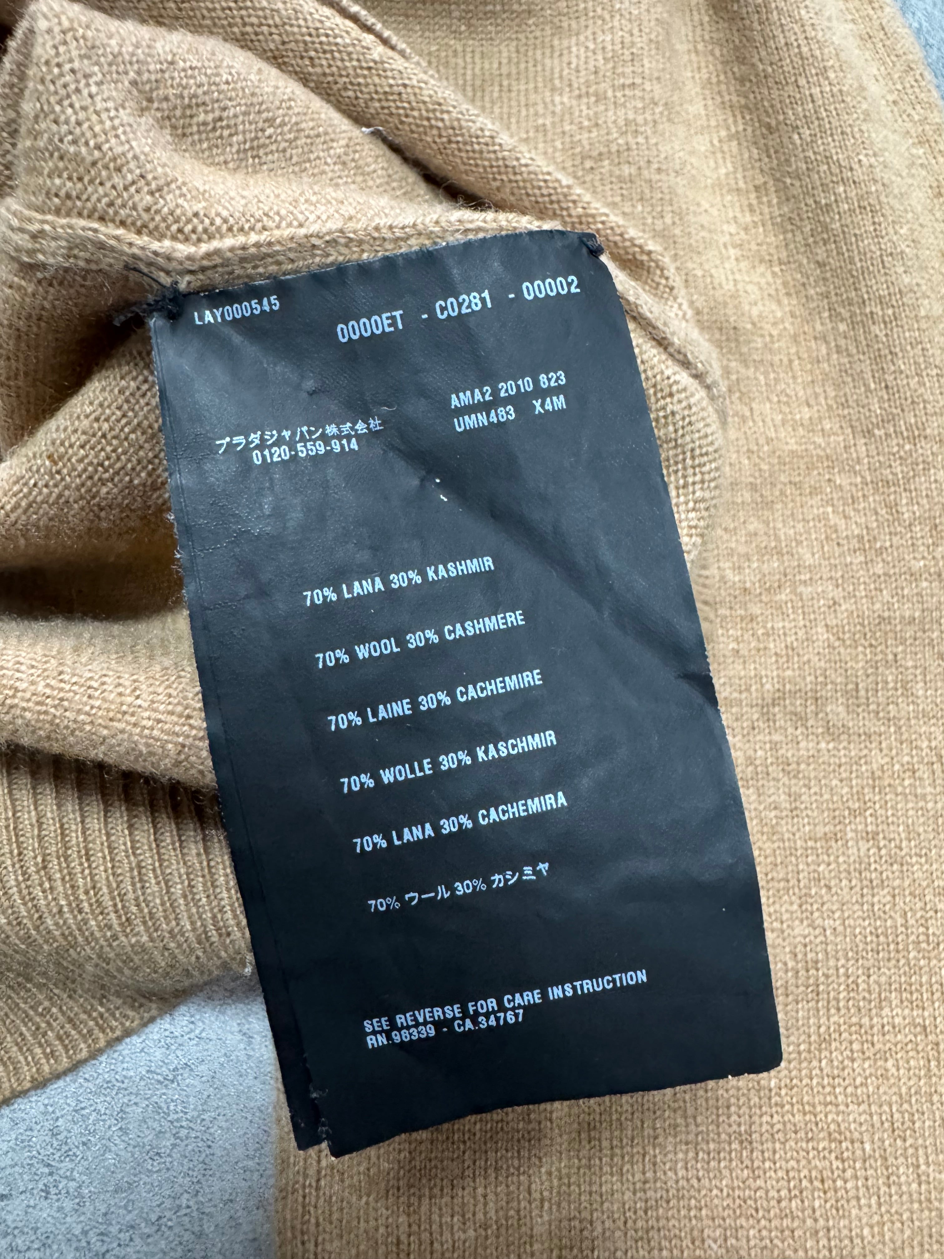 AW2010 Prada V Neck Camel Sweater