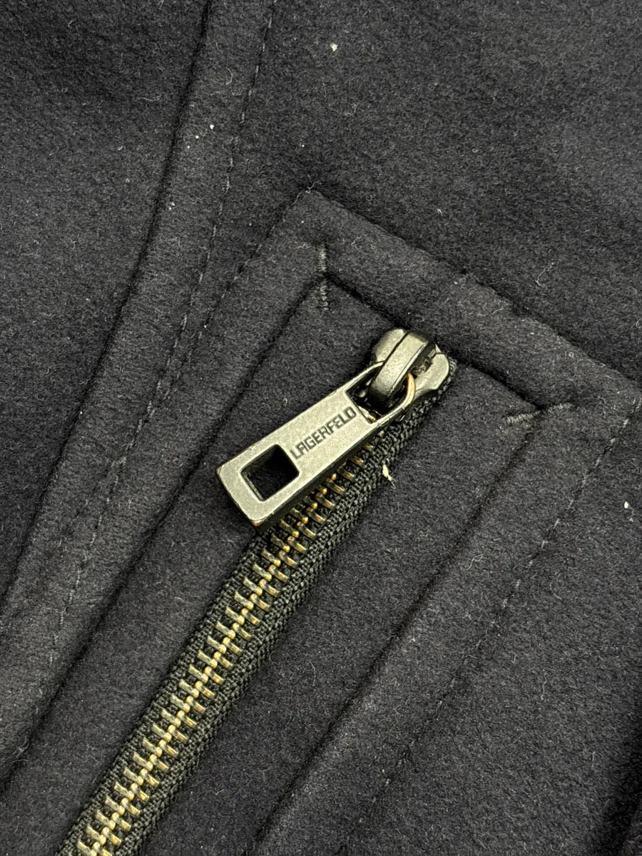 Lagerfeld Dark Navy Wool Double-Breasted Zip Pocket Coat AAYshIMh 7