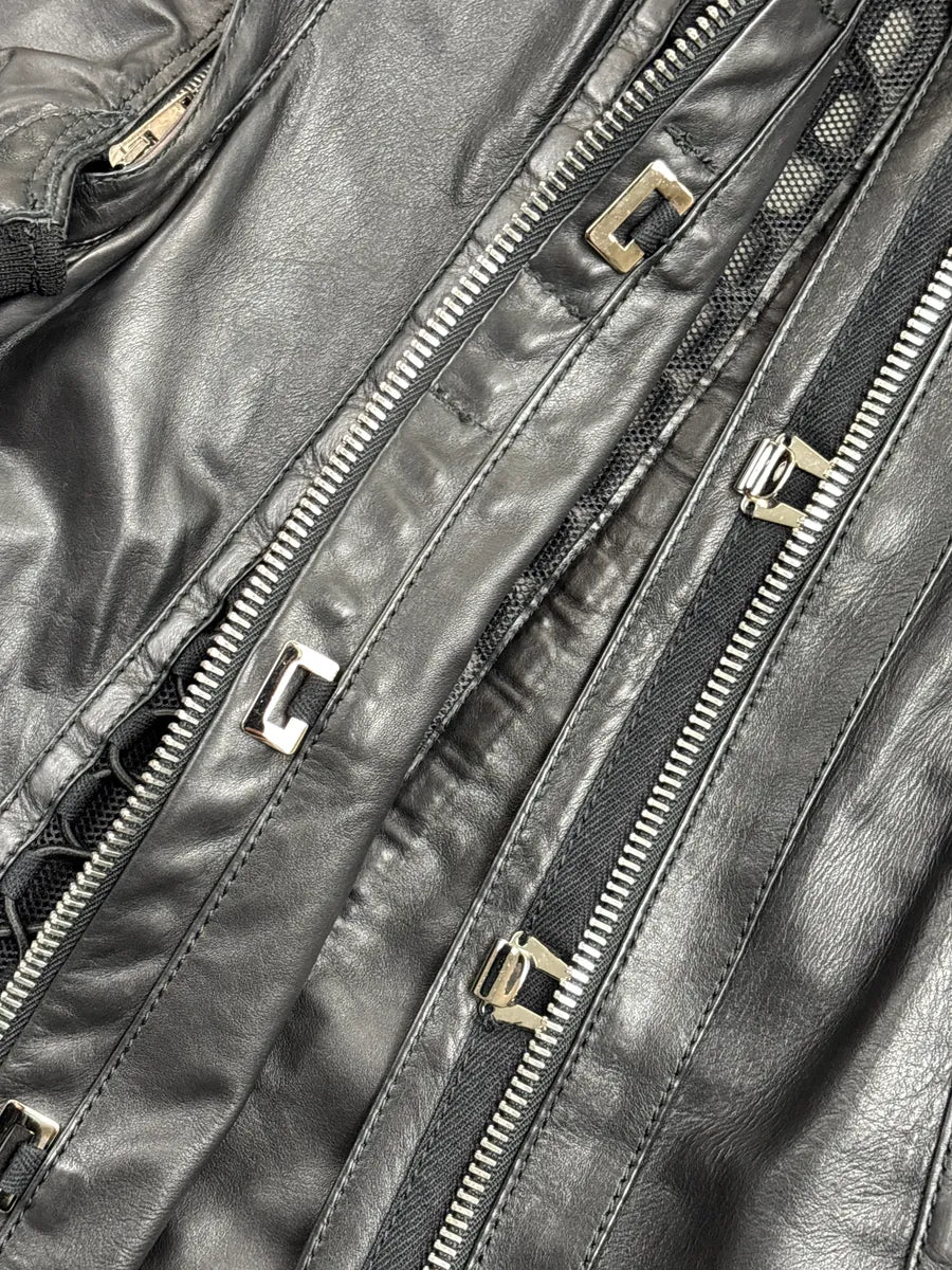 SS2010 Gucci Black Leather Lattice Mesh Moto Leather Jacket by Frida Giannini AAthjzok 9
