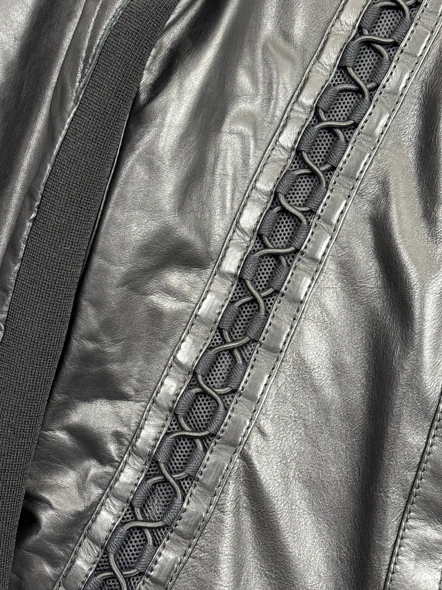 SS2010 Gucci Black Leather Lattice Mesh Moto Leather Jacket by Frida Giannini AAthjzok 7