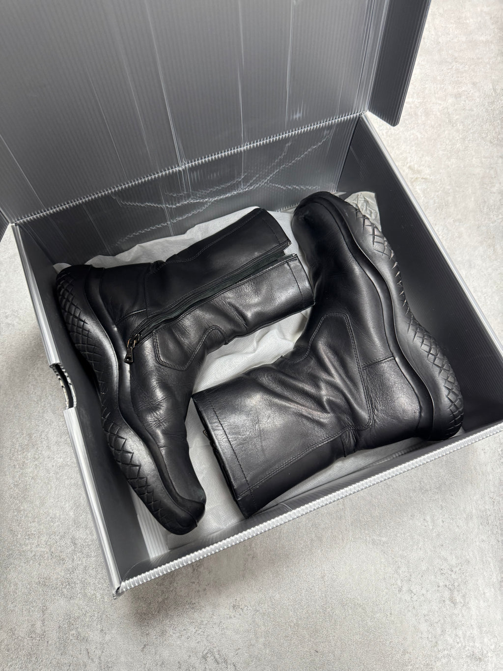 FW1999 Prada Ankle Vibram Black Leather Boots