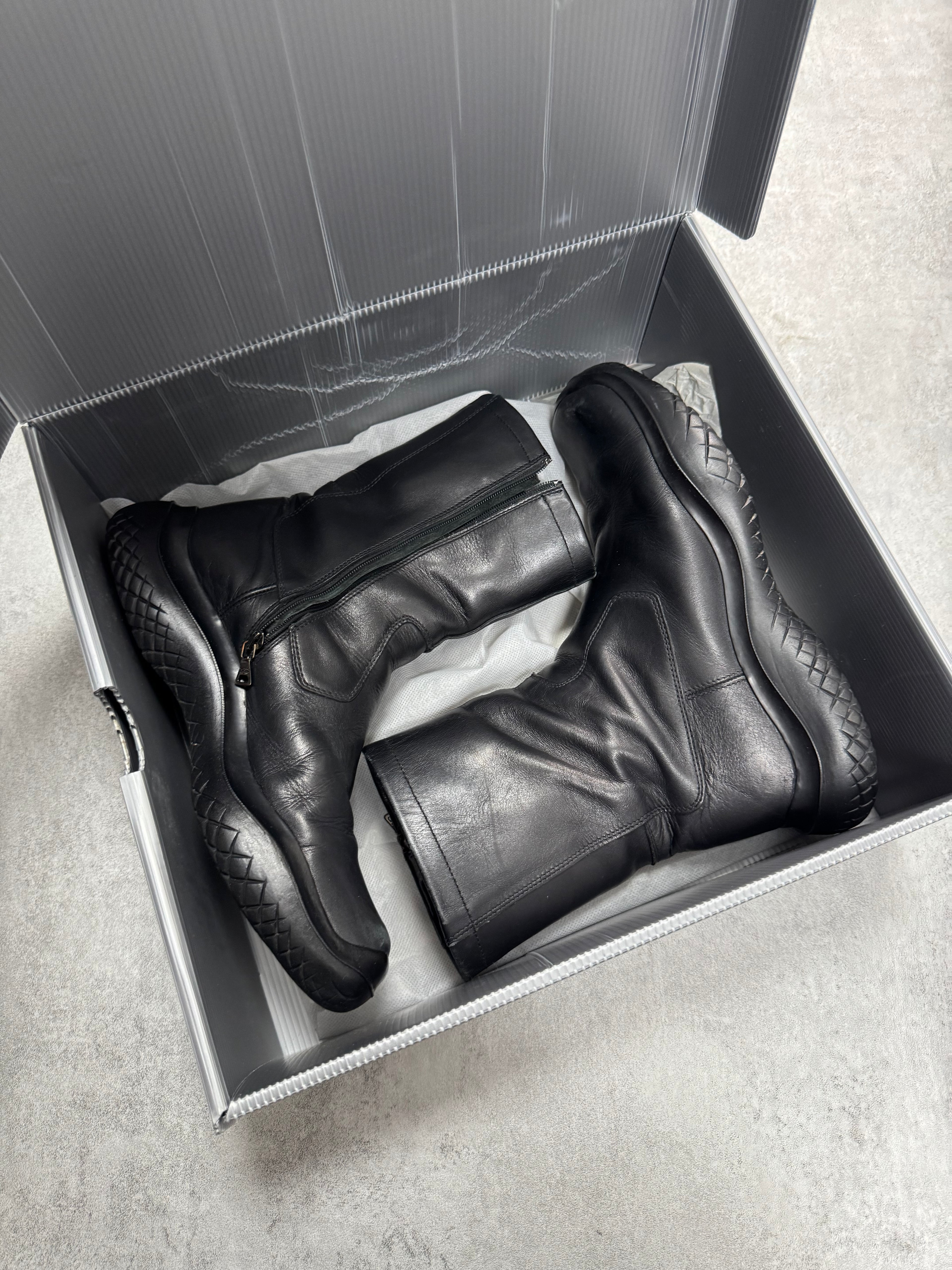 FW1999 Prada Ankle Vibram Black Leather Boots