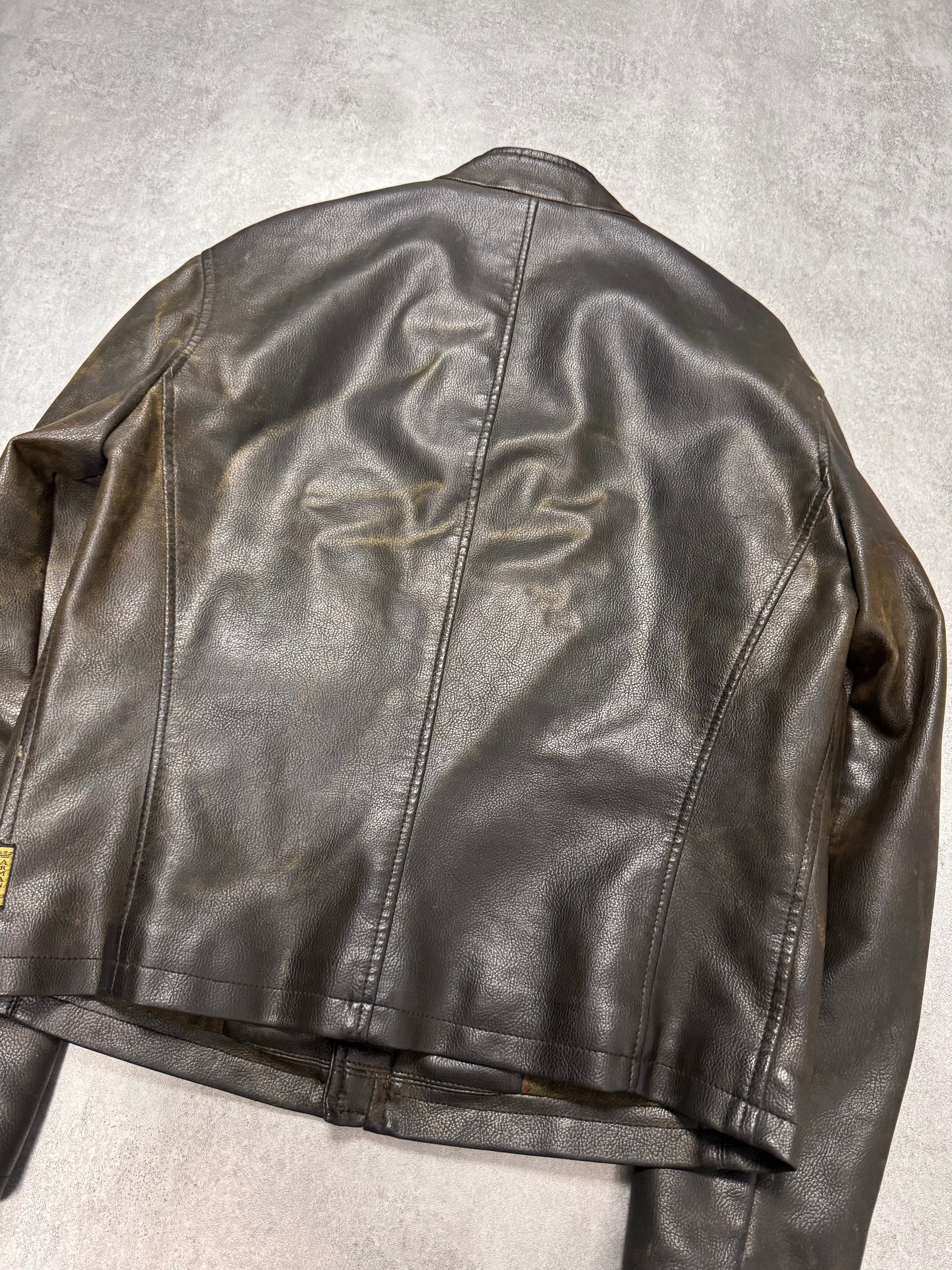 2000s Armani Biker Relief Leather Jacket