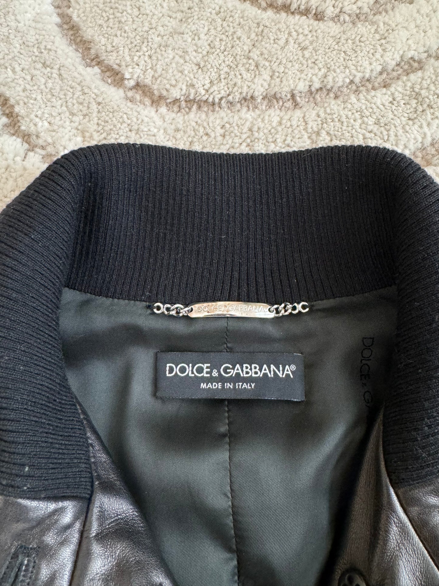 AW03 Dolce &amp; Gabbana 实用可拆卸皮夹克 (XS)