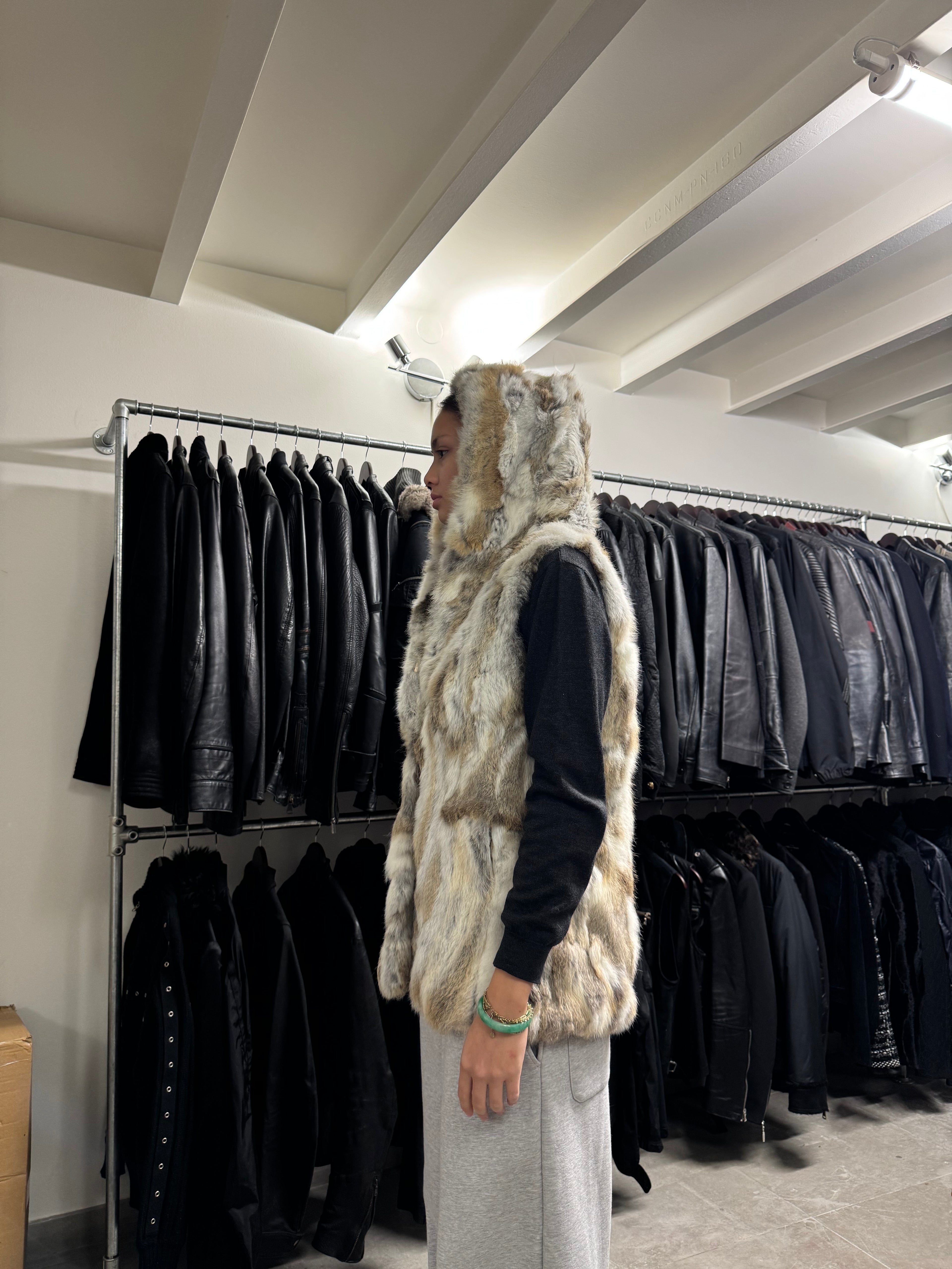 2000s Dolce & Gabbana Premium Rabbit Fur Hooded Vest