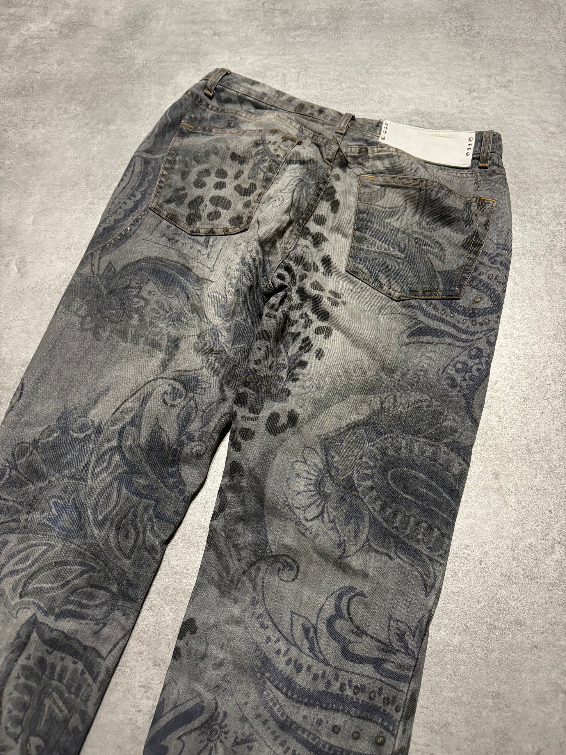 SS2006 Cavalli Contemporary Panther Astro Grey Pants (S) - 4